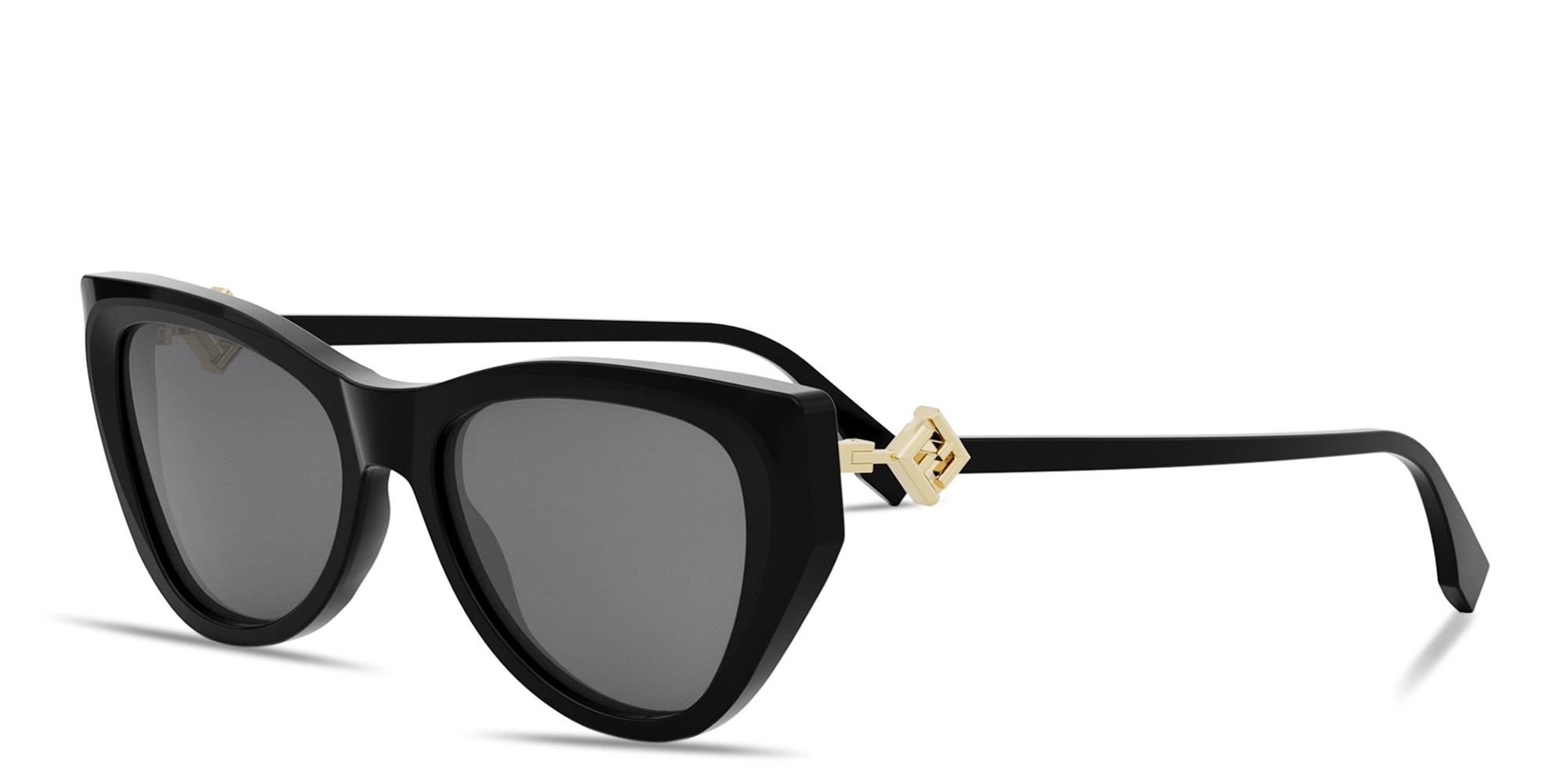 Shop FENDI FF Diamonds Black Cat-Eye Sunglasses in Black online.