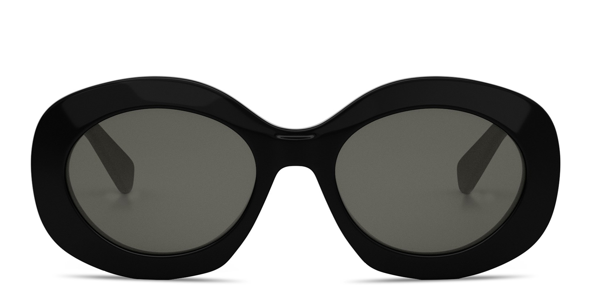 Shop CELINE Triomphe Black Round Sunglasses in Black online.