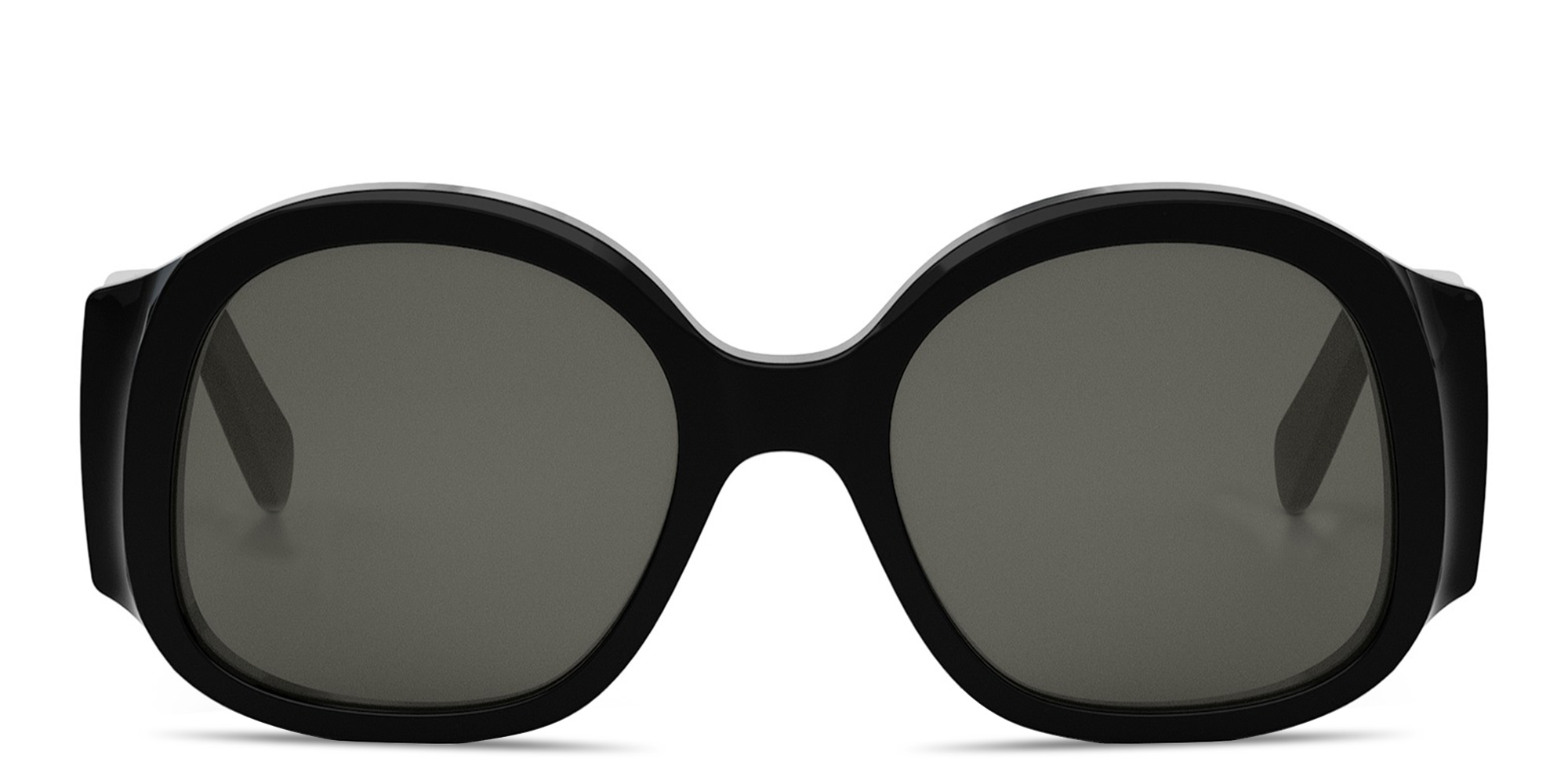 Shop CELINE Maxi Triomphe Black Round Sunglasses in Black online.