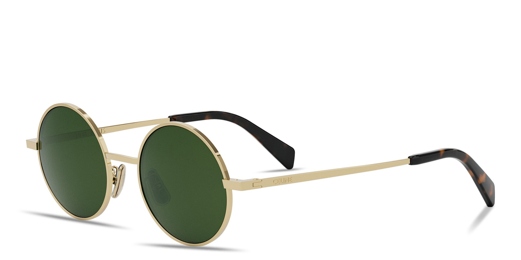 Shop CELINE Metal Gold Round Sunglasses in Gold online.