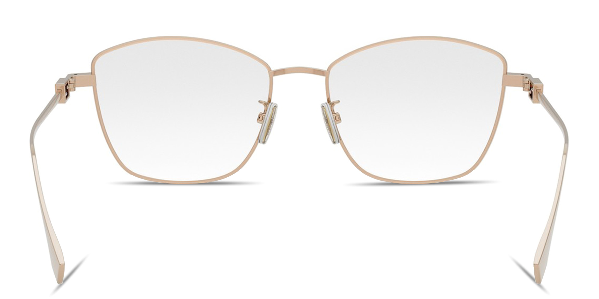 Shop FENDI Baguette Rose Irregular Eyeglasses in Rose Gold online.