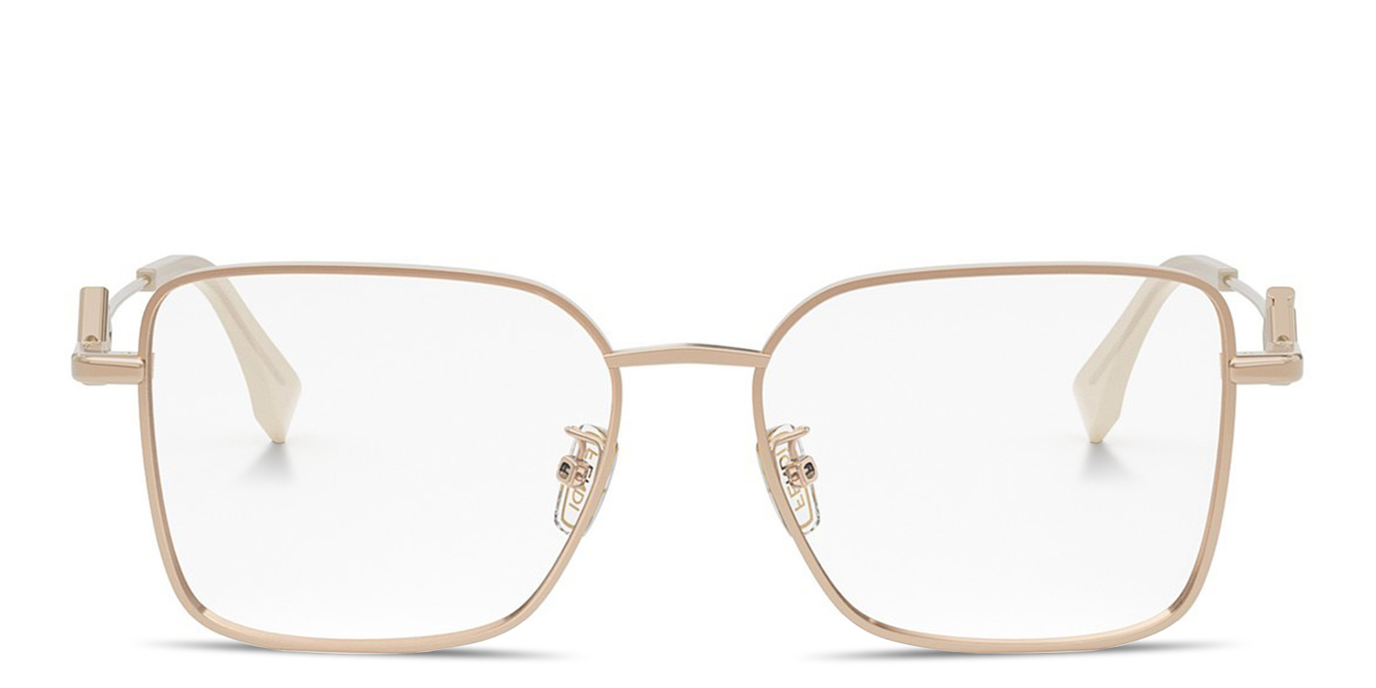 FENDI FF Diamonds Rose Square Eyeglasses in Rose Gold – Product Photo 1