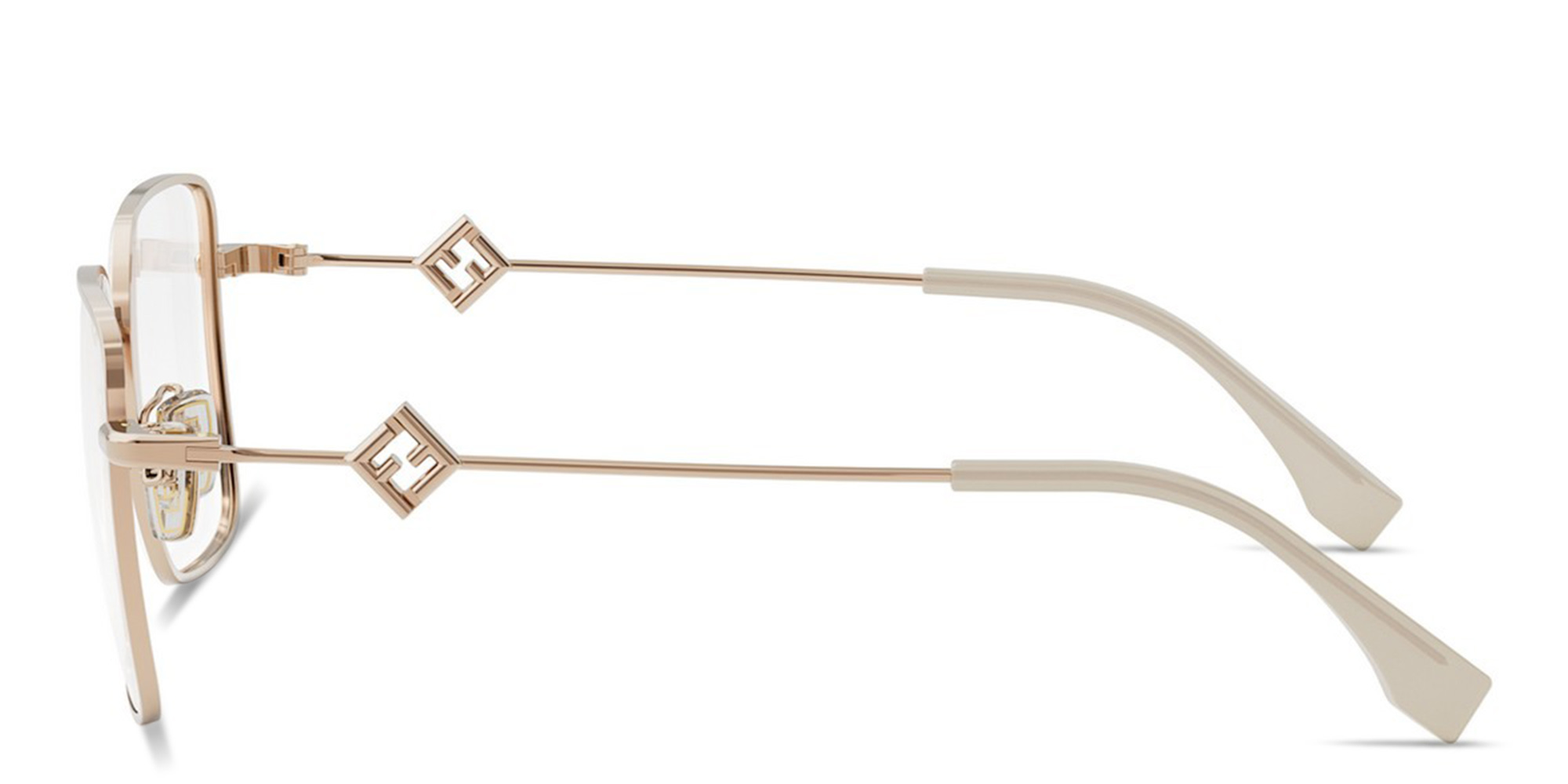 FENDI FF Diamonds Rose Square Eyeglasses in Rose Gold – Product Photo 3