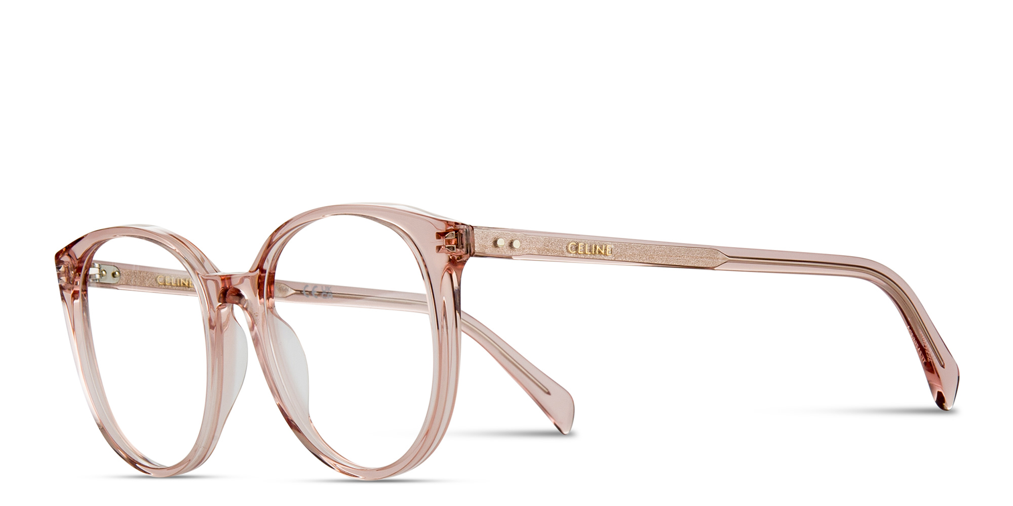 Shop CELINE CELINE Thin Round Eyeglasses in Black online.