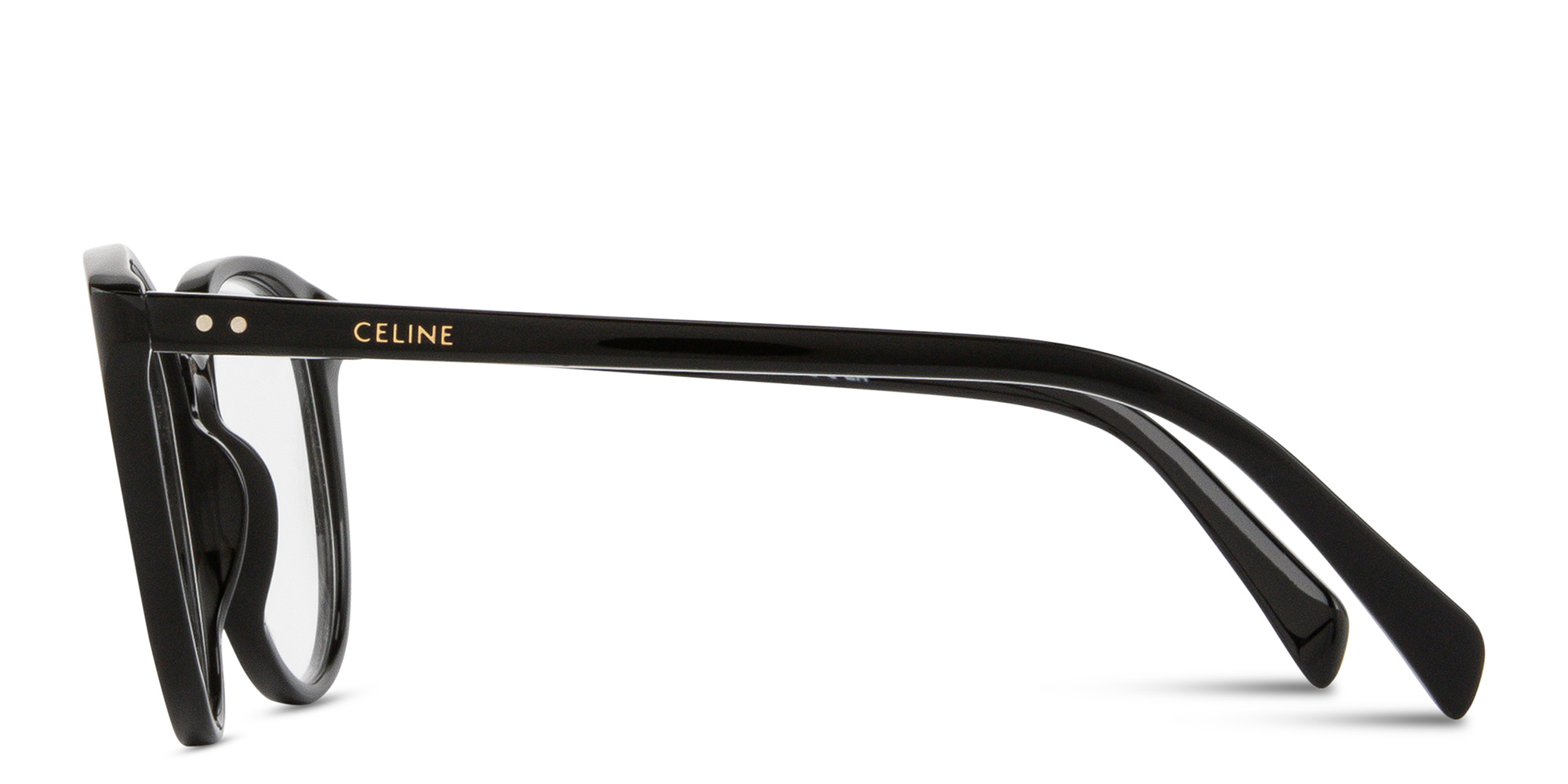 Shop CELINE CELINE Thin Round Eyeglasses in Shiny Black online.