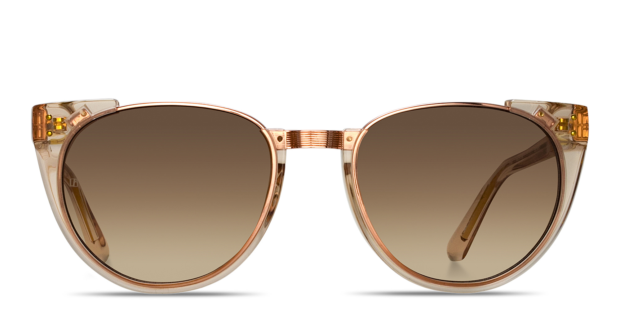 Shop LINDA FARROW Iris Oval Sunglasses in Brown online.