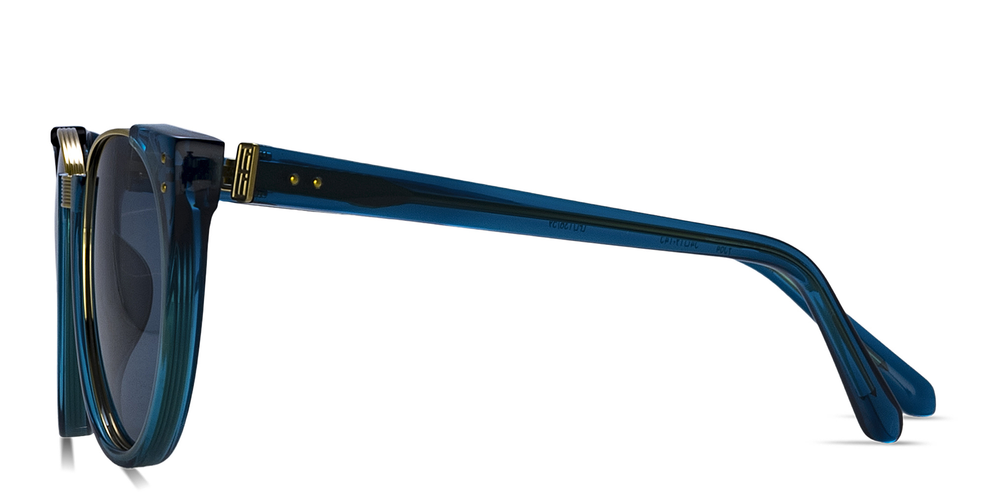 LINDA FARROW Iris Oval Sunglasses in Blue – Product Photo 3