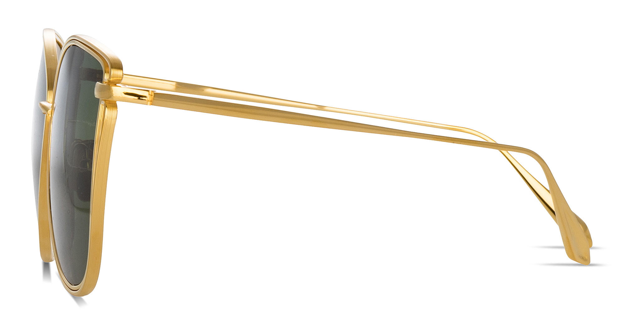 Shop LINDA FARROW Dinah Oversized Cat-Eye Sunglasses in Yellow Gold online.