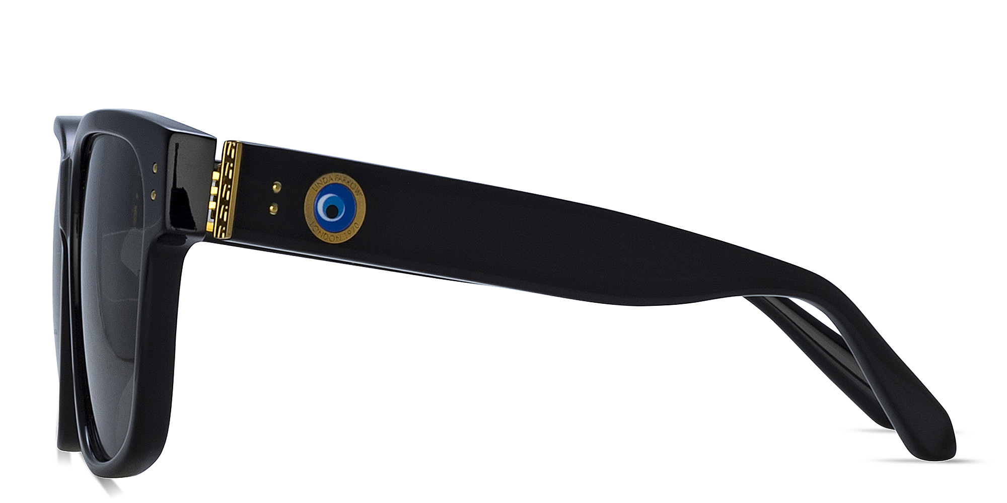 LINDA FARROW Perry Square Sunglasses in Black – Product Photo 3