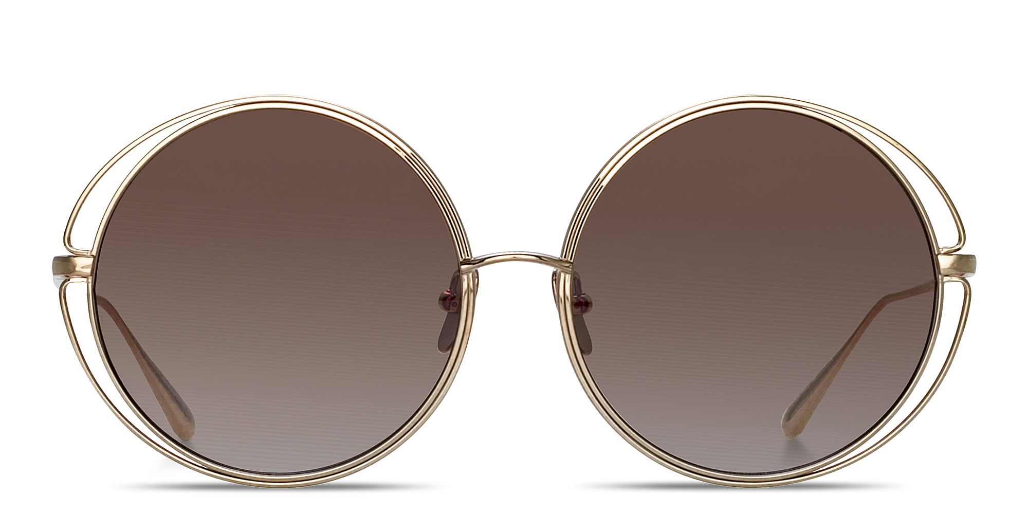Shop LINDA FARROW Selene Round Sunglasses in Gold online.