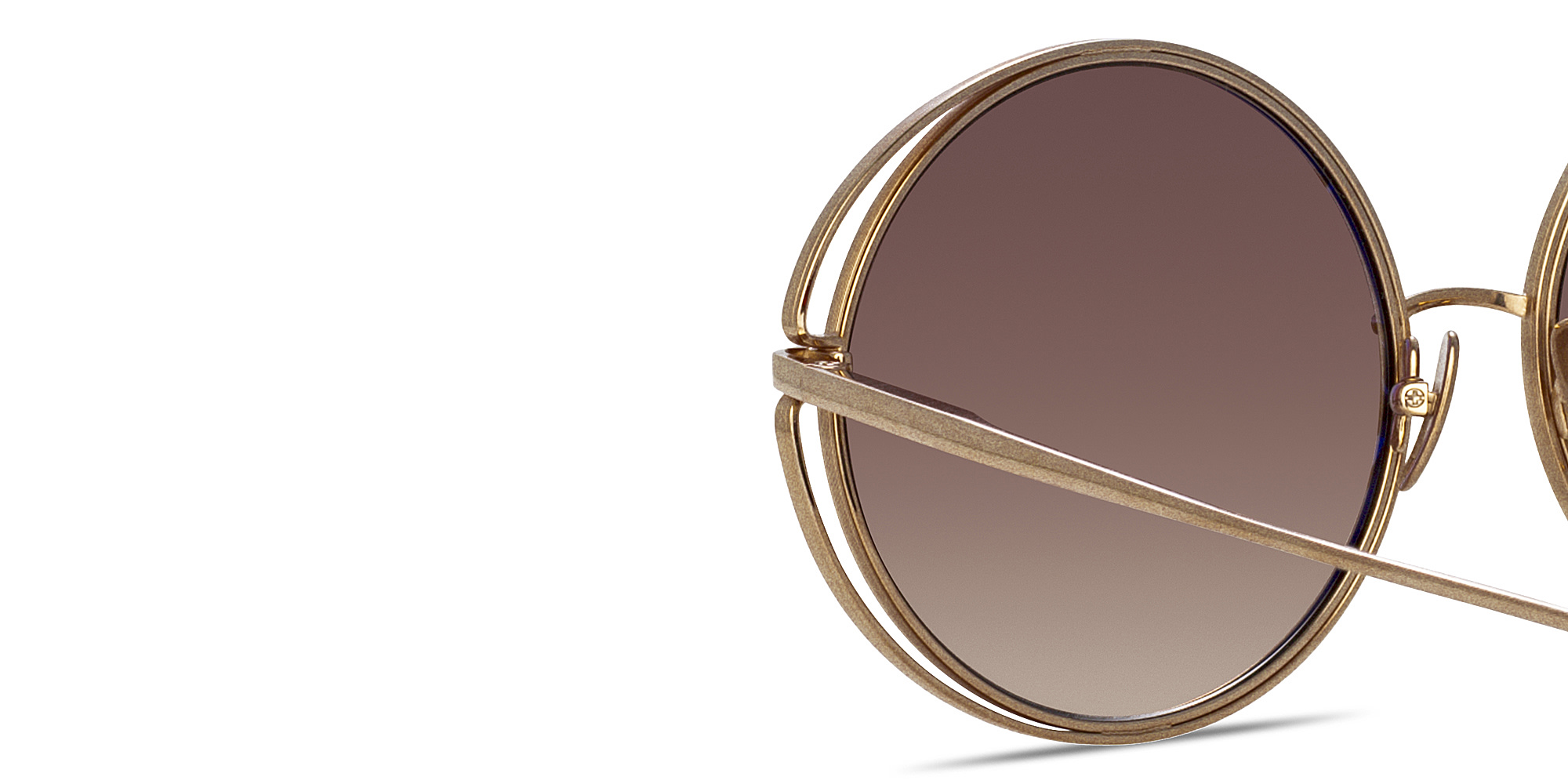Shop LINDA FARROW Selene Round Sunglasses in Gold online.