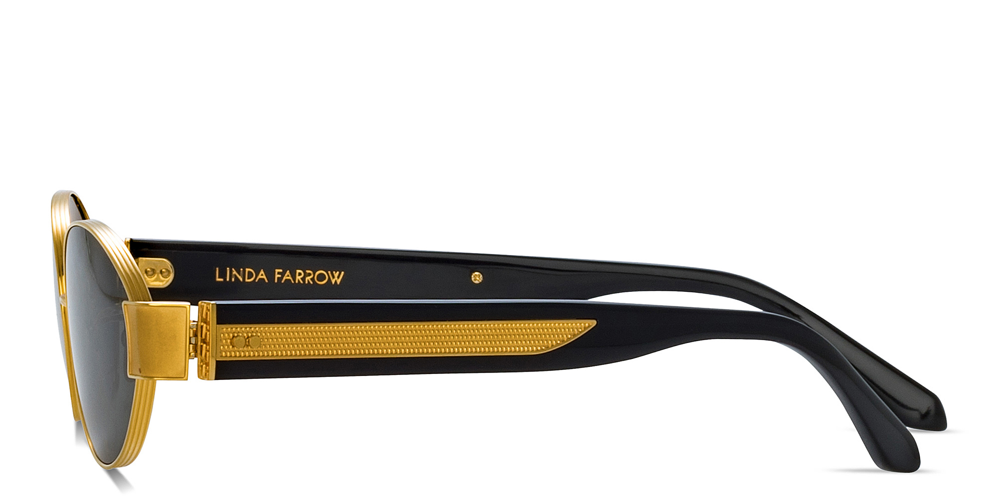 Shop LINDA FARROW Sadie Unisex Oval Sunglasses in Yellow Gold online.