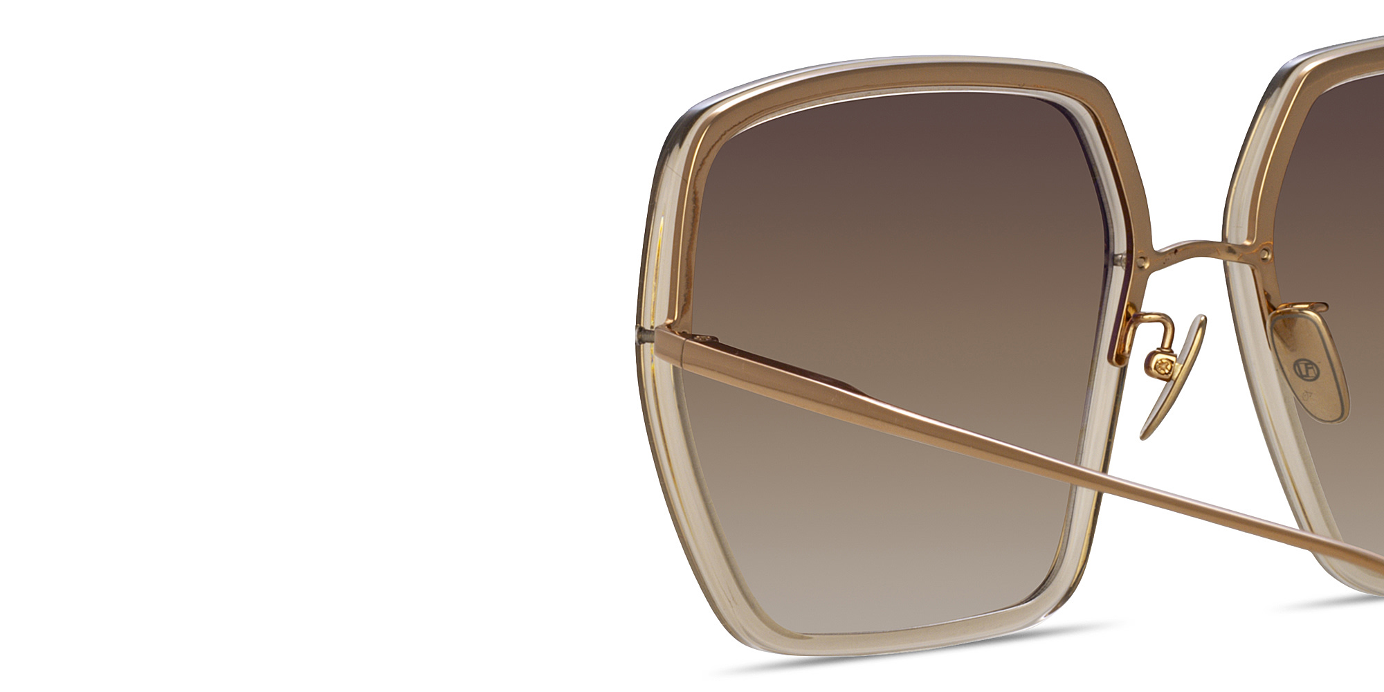 Shop LINDA FARROW Syan Oversized Square Sunglasses in Transparent Brown online.