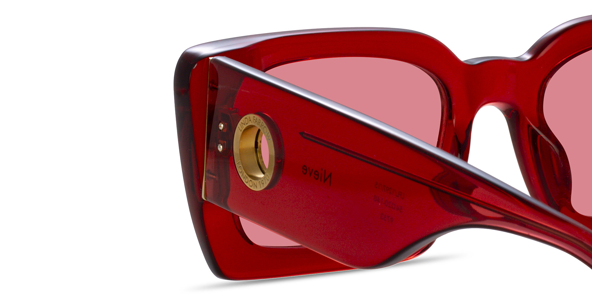 Shop LINDA FARROW Nieve Rectangle Sunglasses in Transparent Red online.