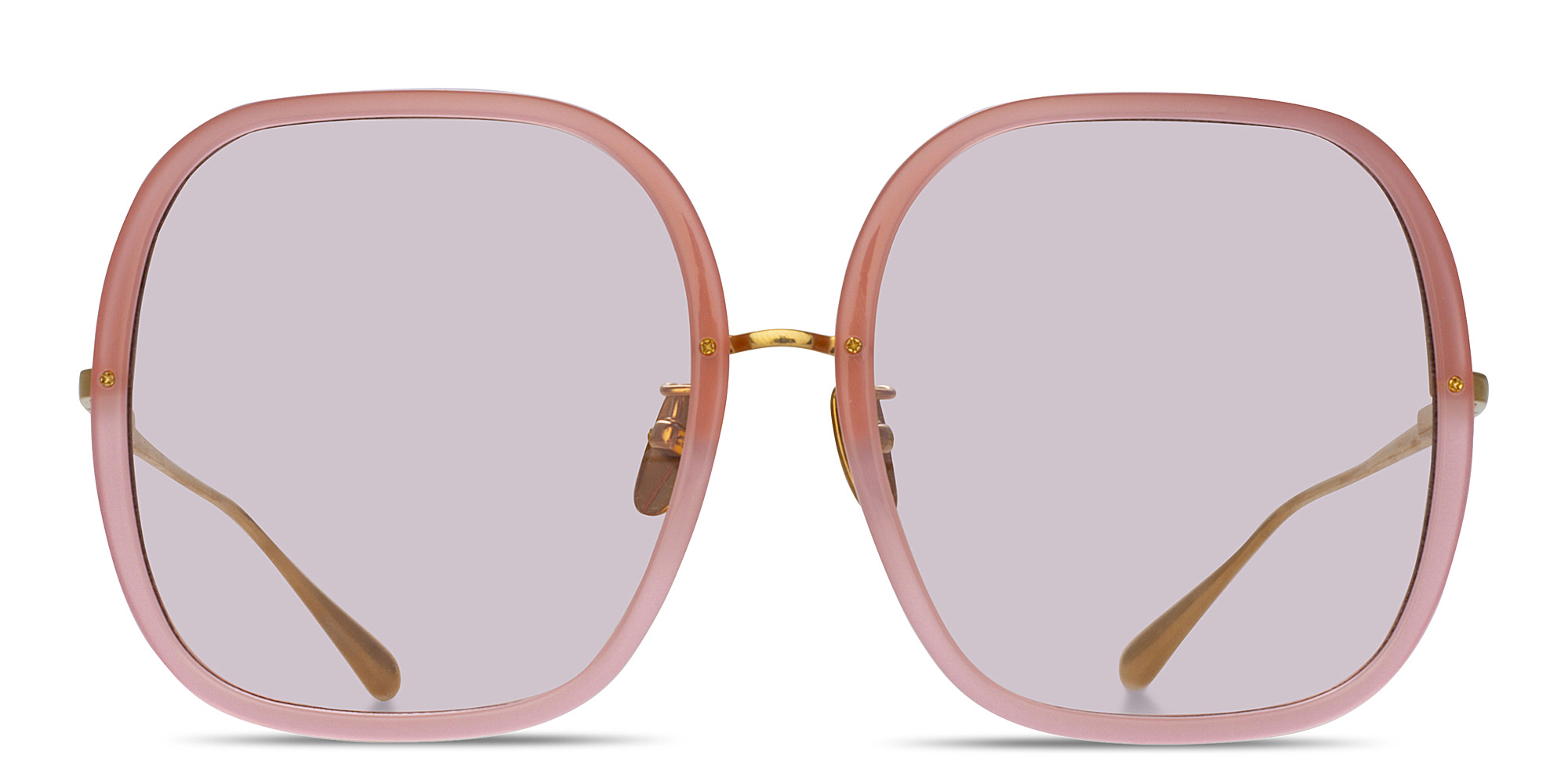Shop LINDA FARROW Celia Oversized Square Sunglasses in Pink online.