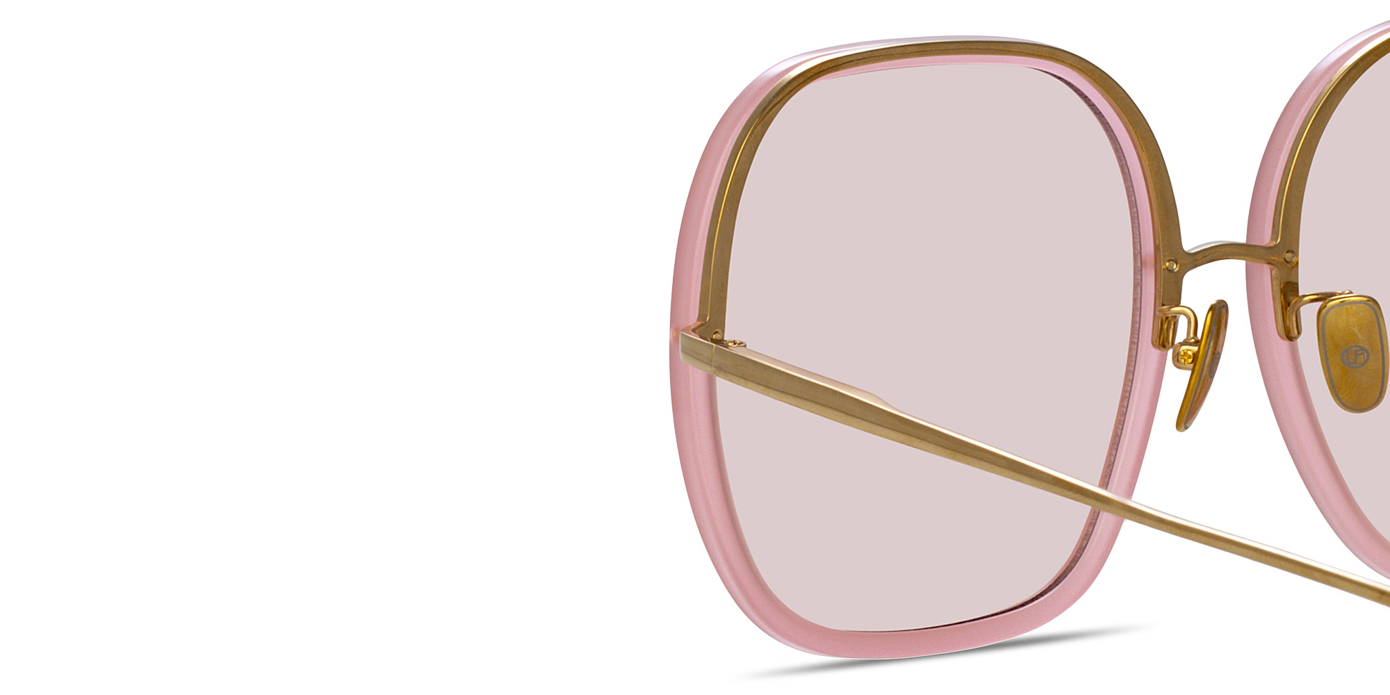 Shop LINDA FARROW Celia Oversized Square Sunglasses in Pink online.