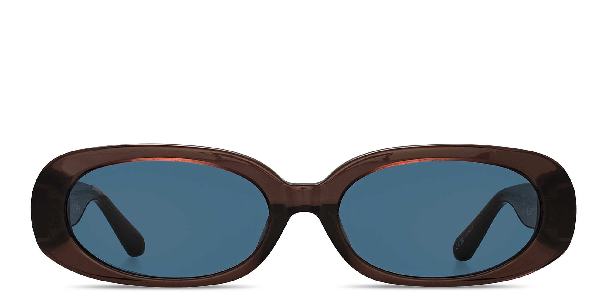 Shop LINDA FARROW Cara Oval Sunglasses in Transparent Brown online.