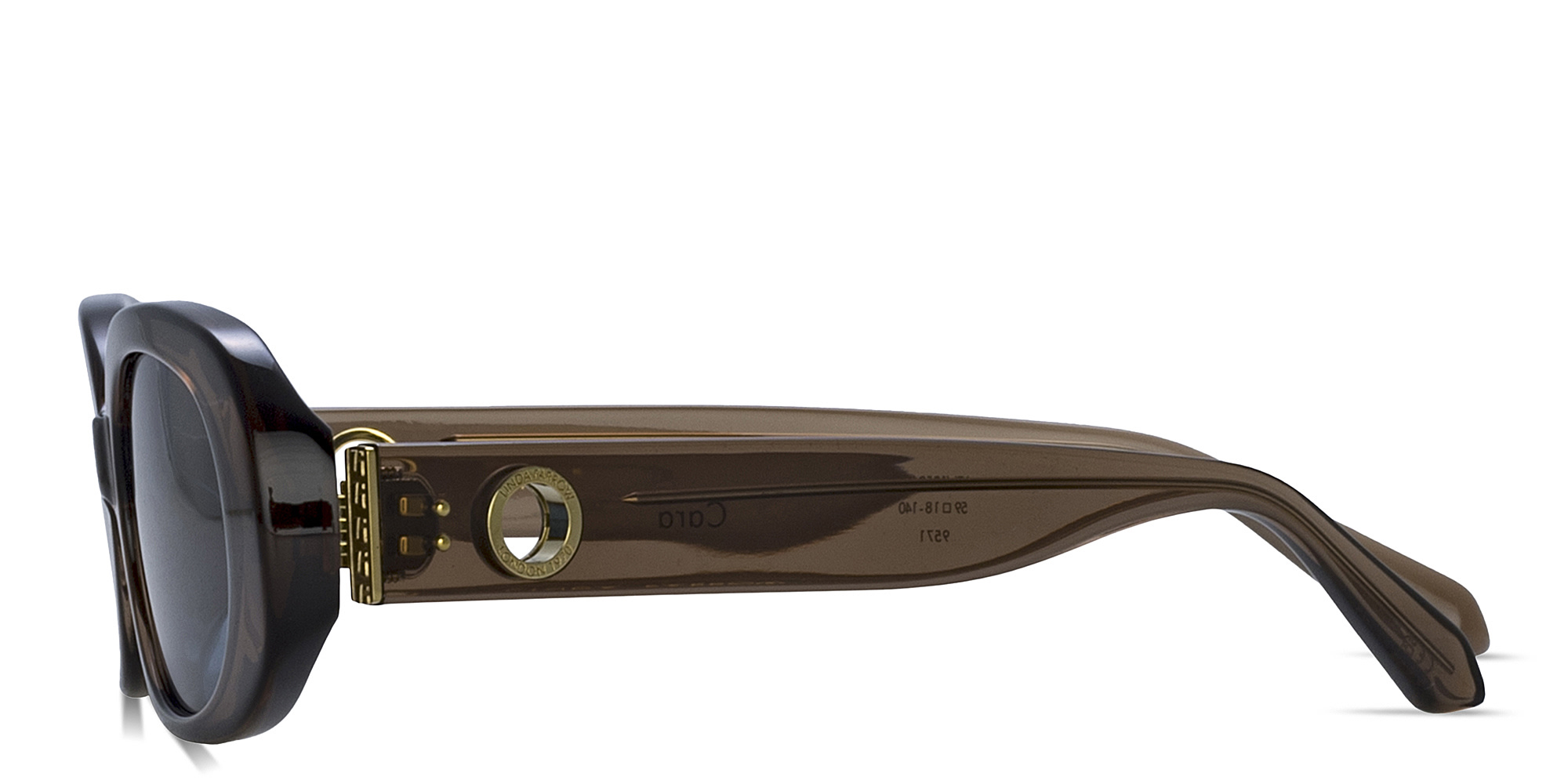 Shop LINDA FARROW Cara Oval Sunglasses in Transparent Brown online.