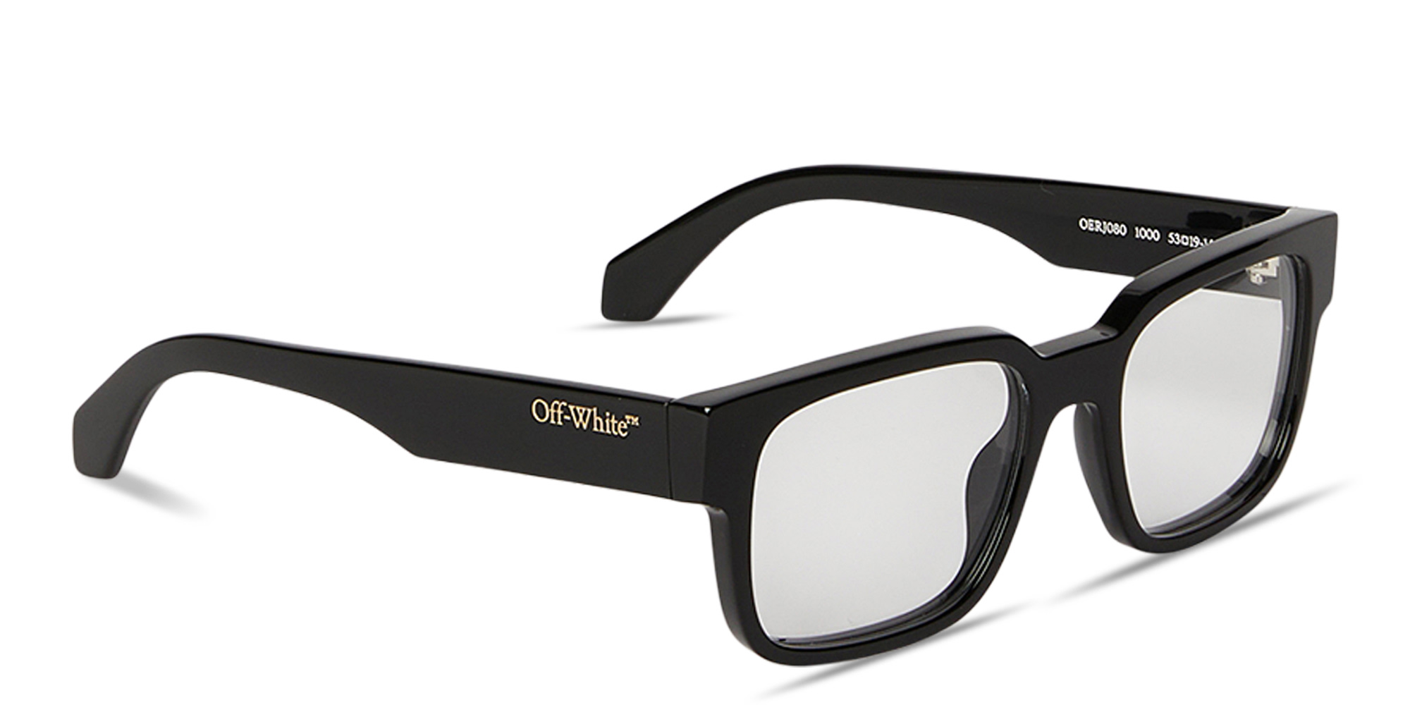 OFF WHITE Logo Signature Unisex Square Eyeglasses in Black – Product Photo 2