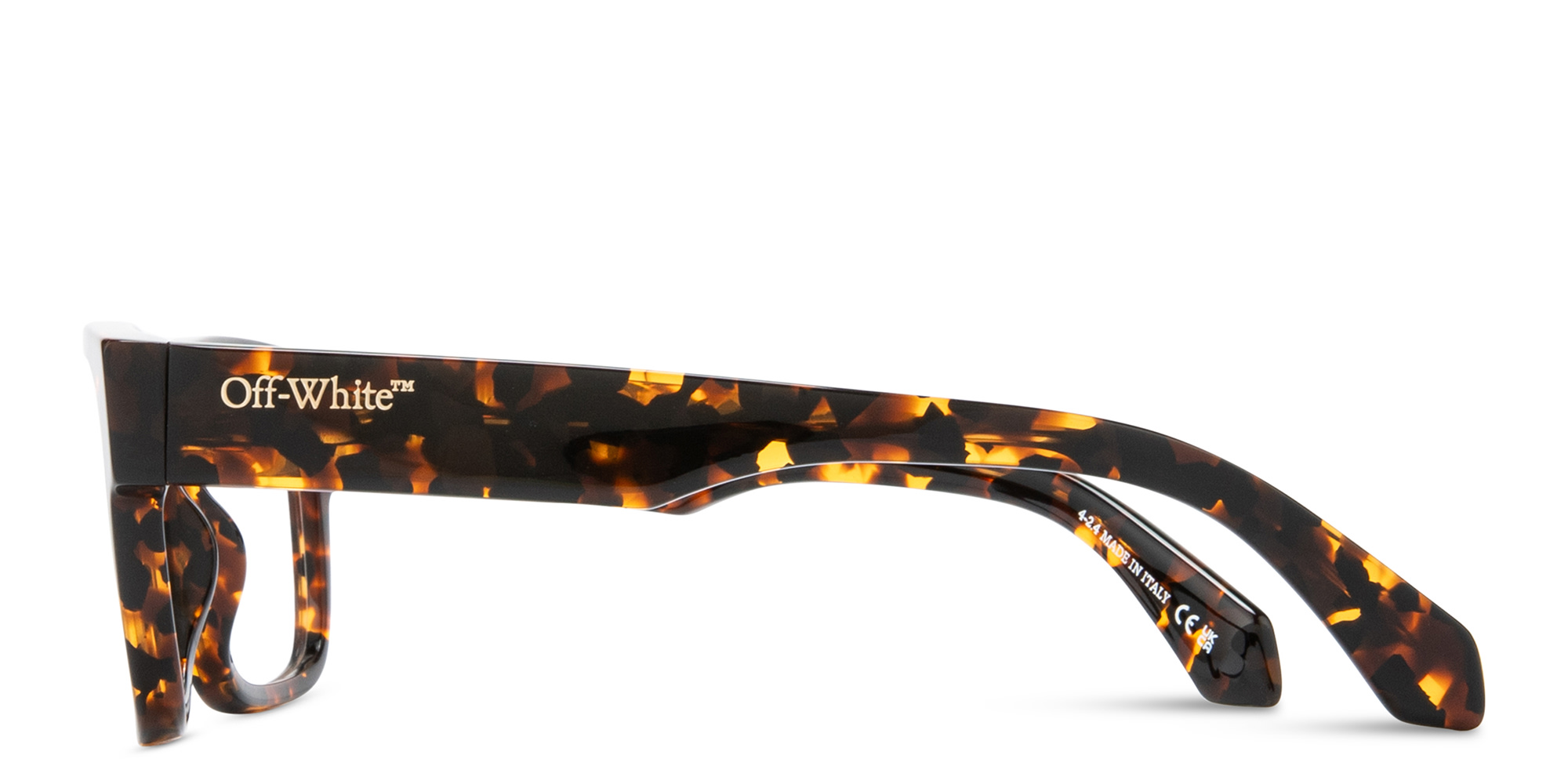 Shop OFF WHITE Logo Signature Unisex Square Eyeglasses in Havana online.