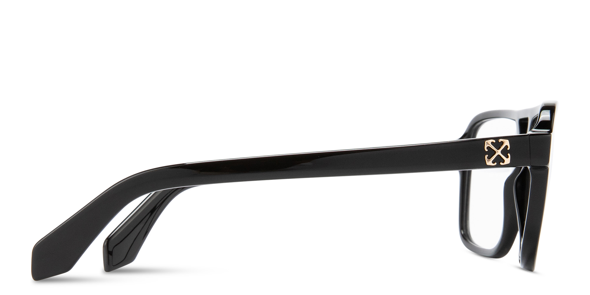 Shop OFF WHITE Arrows Logo Unisex Wide Aviator Eyeglasses in Black online.