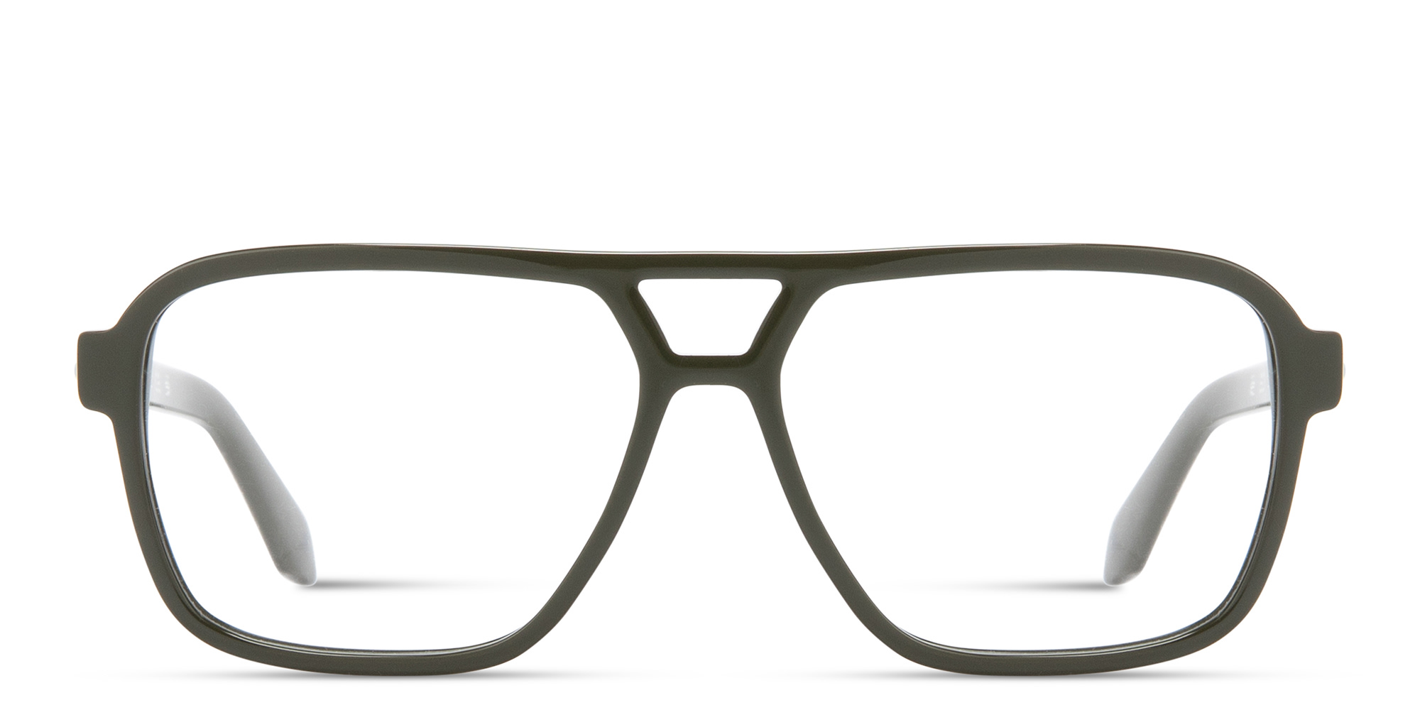 Shop OFF WHITE Arrows Logo Unisex Wide Aviator Eyeglasses in Green online.
