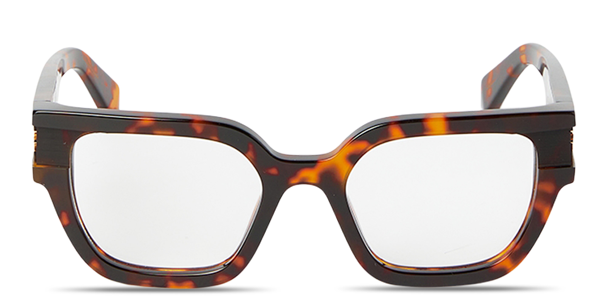 Shop OFF WHITE Arrows Logo Unisex Square Eyeglasses in Havana online.