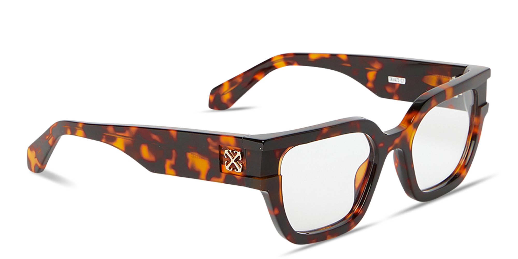 Shop OFF WHITE Arrows Logo Unisex Square Eyeglasses in Havana online.