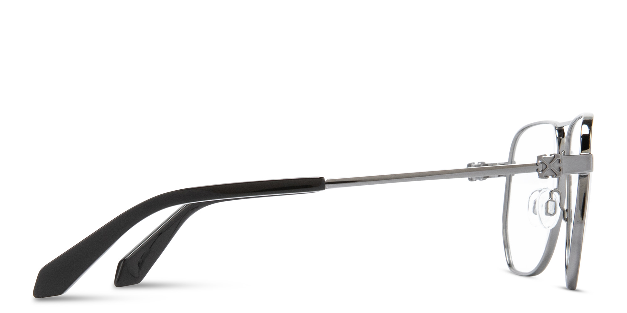 Shop OFF WHITE Arrows Logo Unisex Wide Aviator Eyeglasses in Gunmetal online.