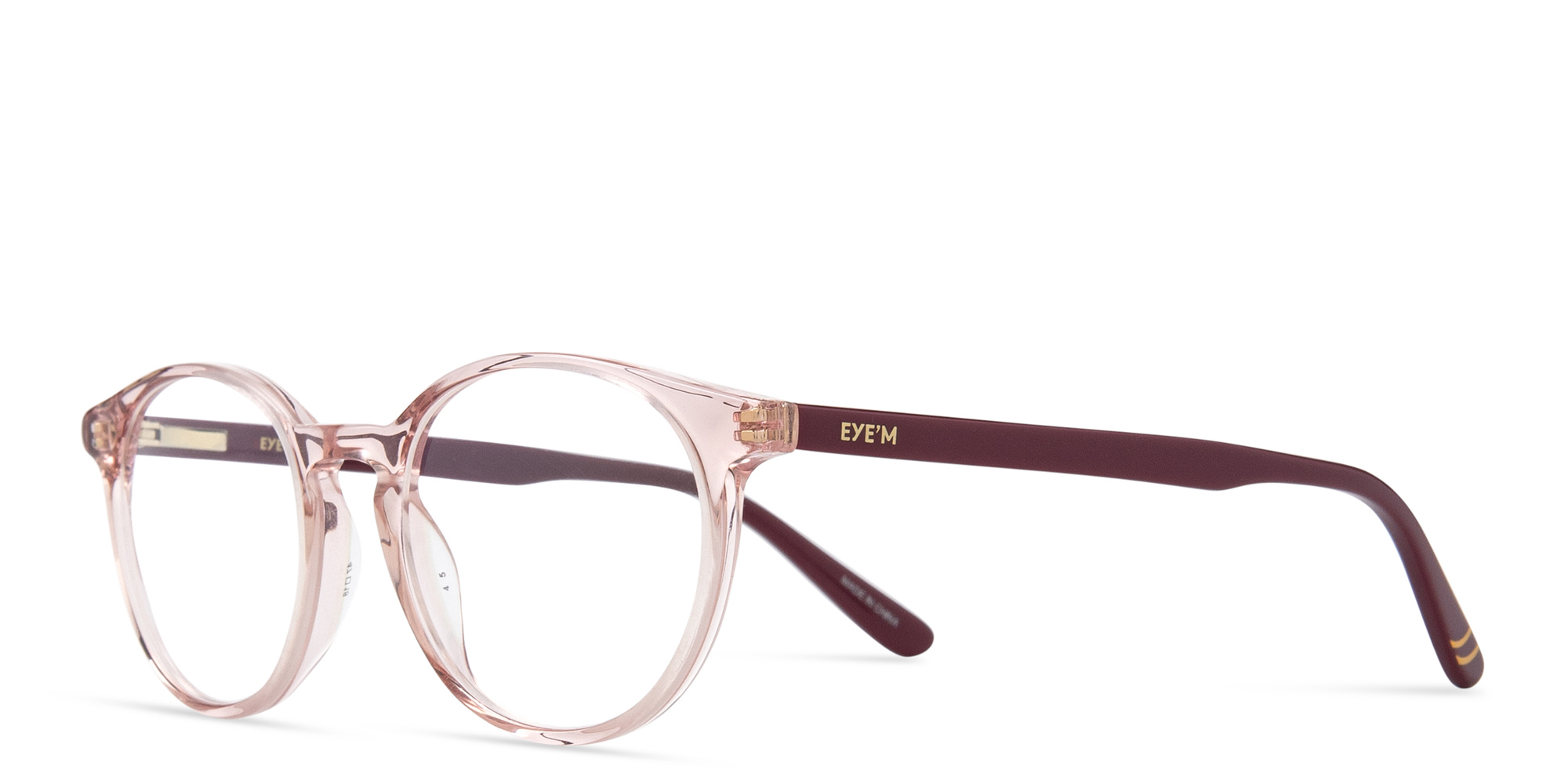 Shop EYE'M Kids Panthos Eyeglasses in Transparent Peach online.