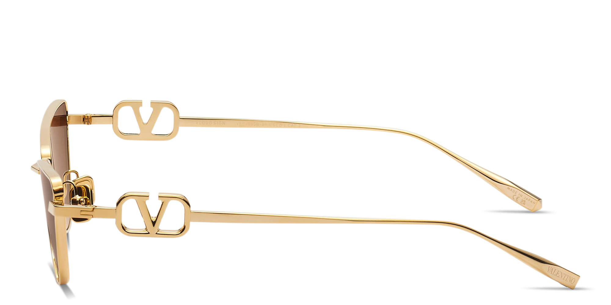 Shop VALENTINO VLogo Sign Cat-Eye Sunglasses in Gold online.