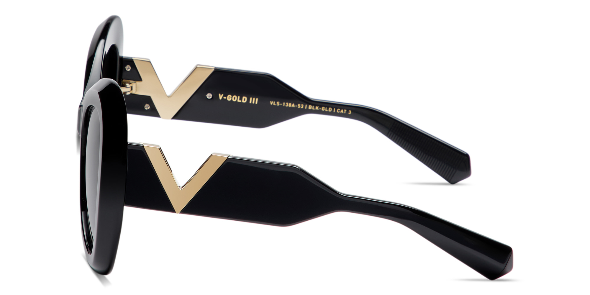 VALENTINO V-Gold III Oversized Irregular Sunglasses in Black – Product Photo 3