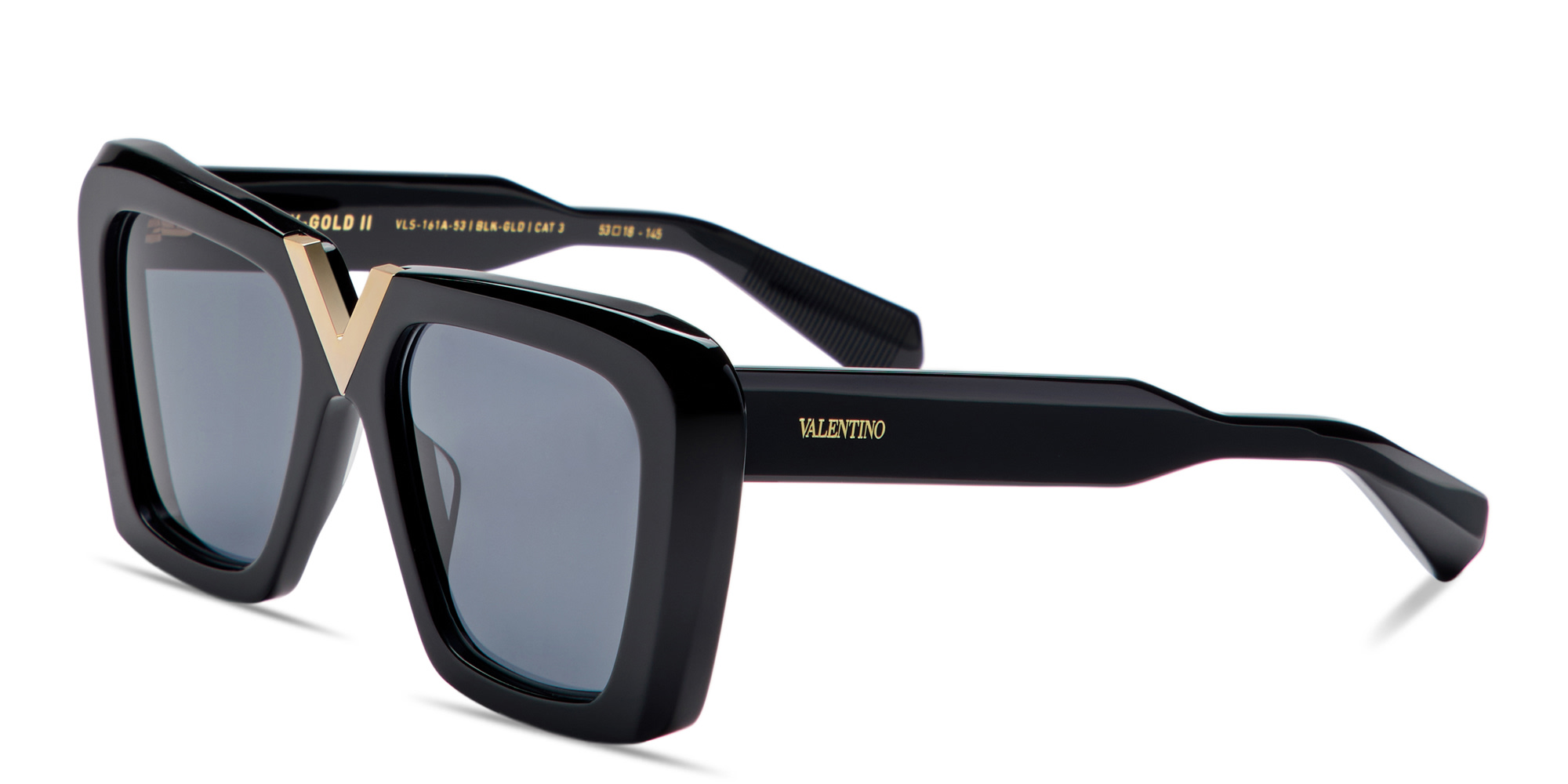 Shop VALENTINO V-Gold II Oversized Square Sunglasses in Black online.