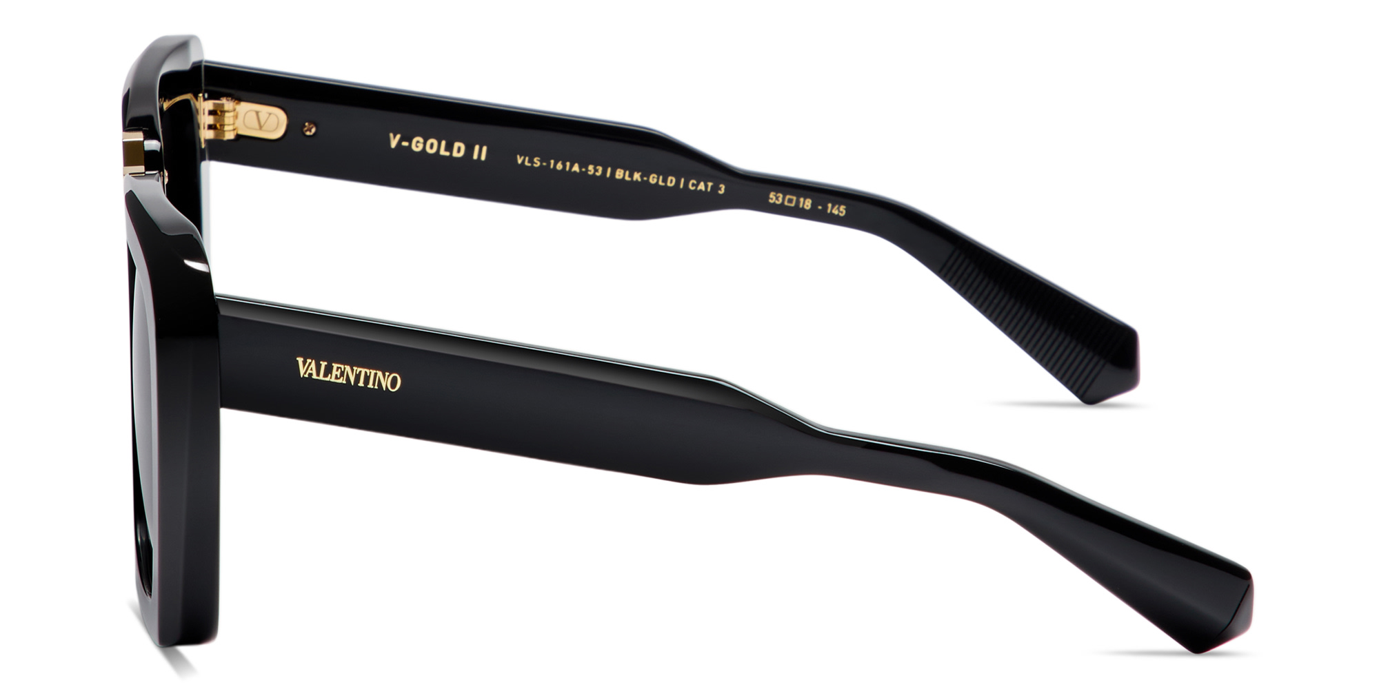 Shop VALENTINO V-Gold II Oversized Square Sunglasses in Black online.
