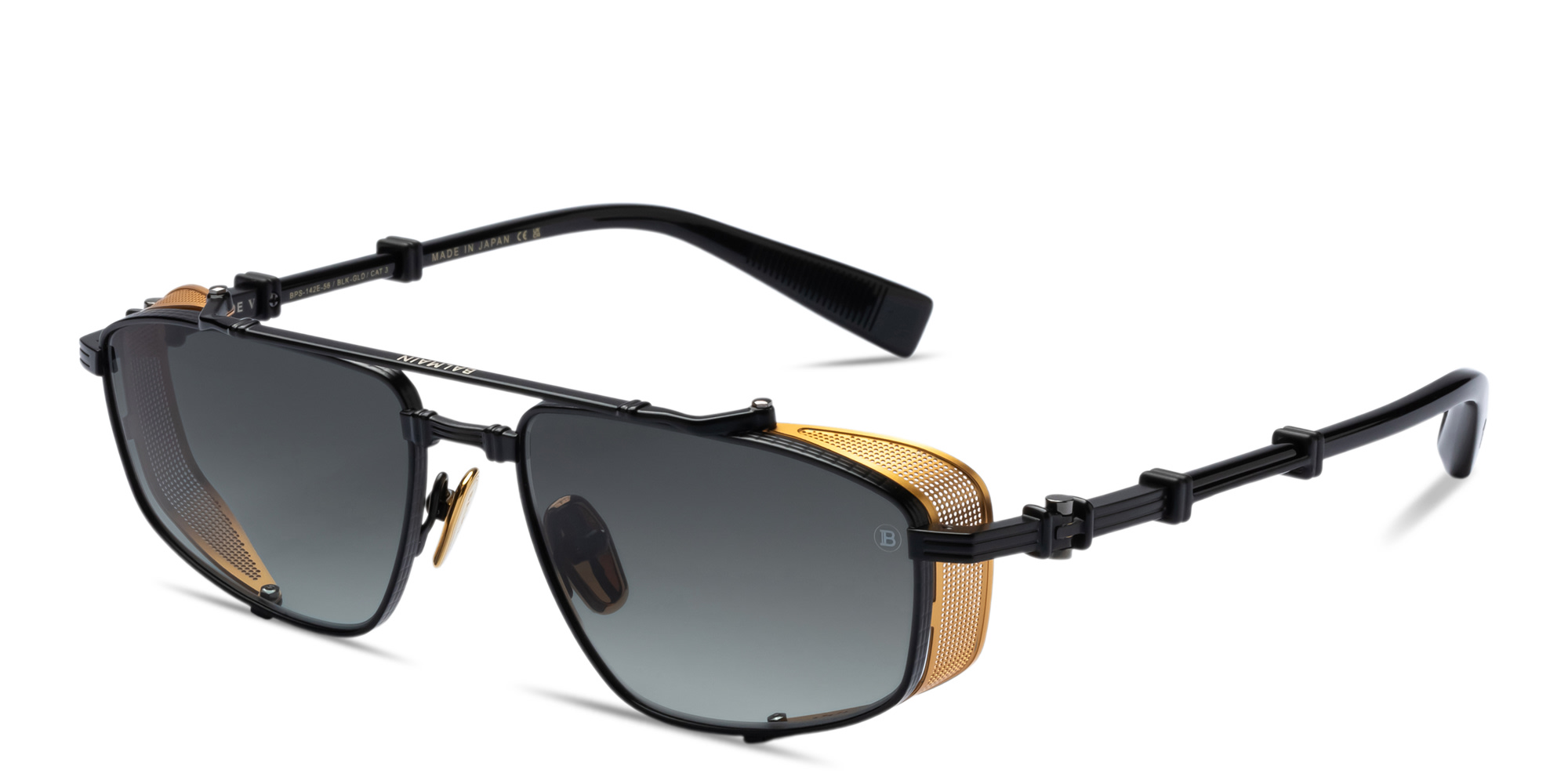 Shop BALMAIN Brigade-V Unisex Aviator Sunglasses in Black online.