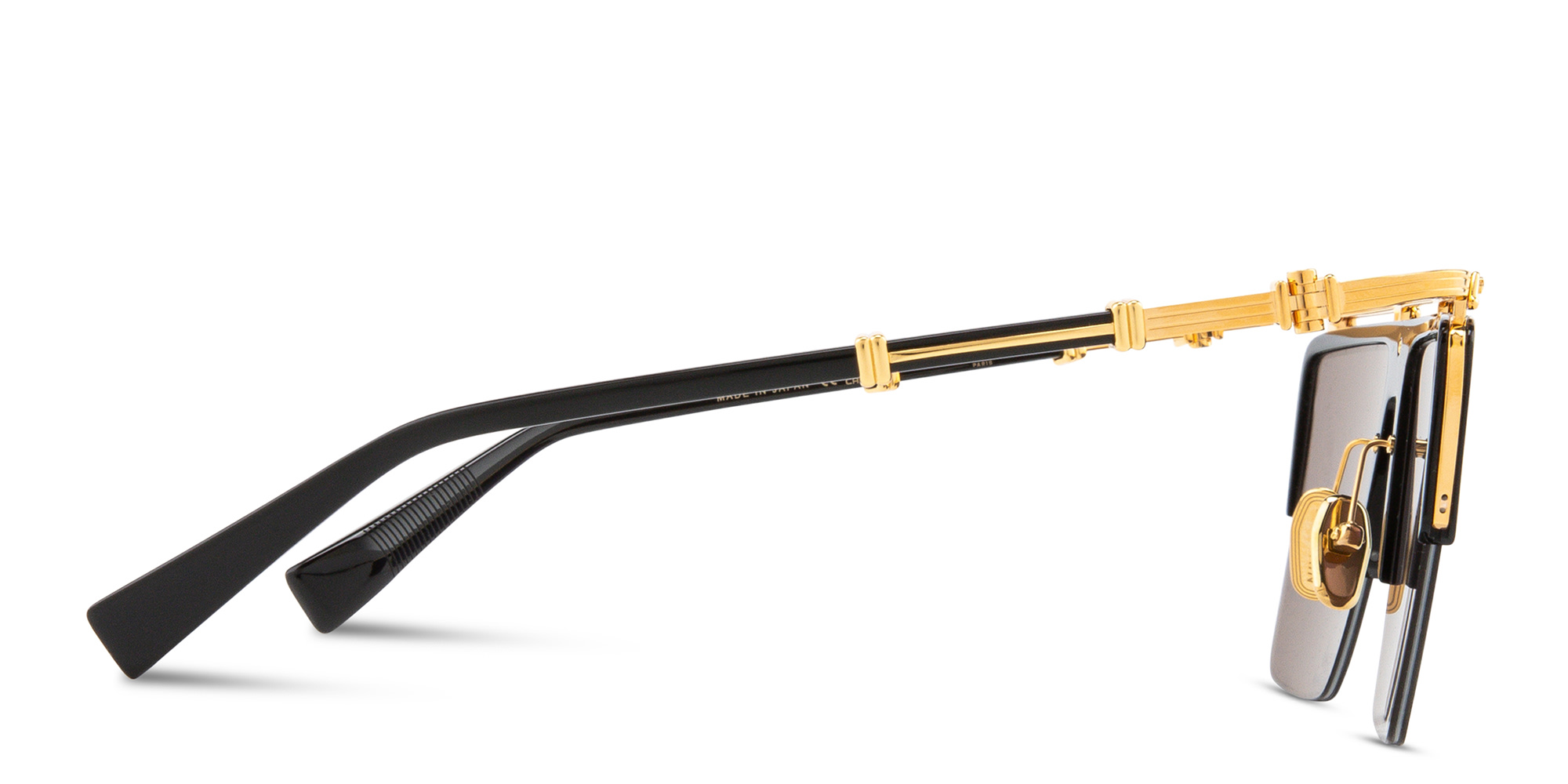 Shop BALMAIN Triomphe Unisex Half-Rim Aviator Sunglasses in Black online.