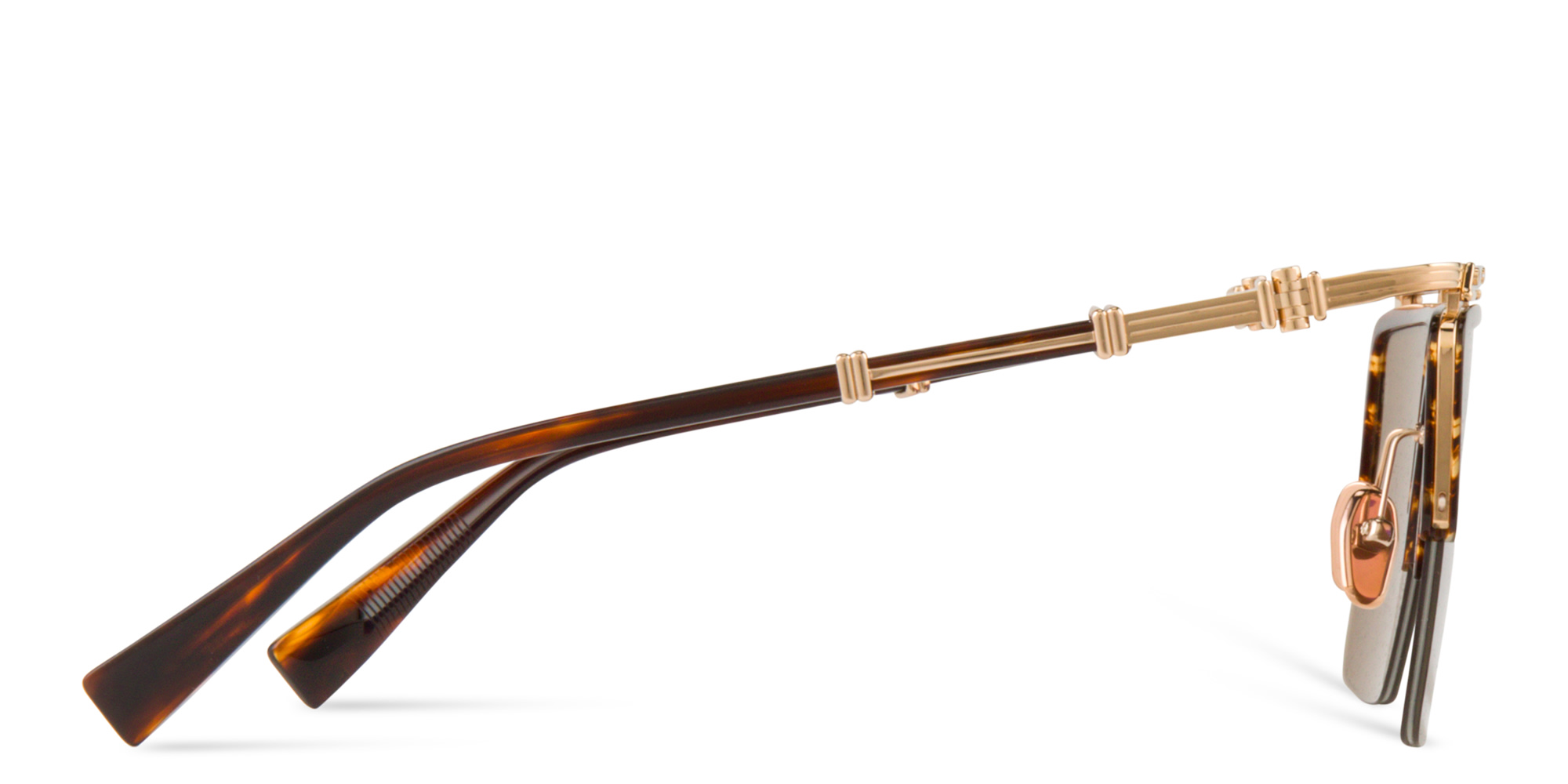 Shop BALMAIN Triomphe Unisex Half-Rim Aviator Sunglasses in Brown online.