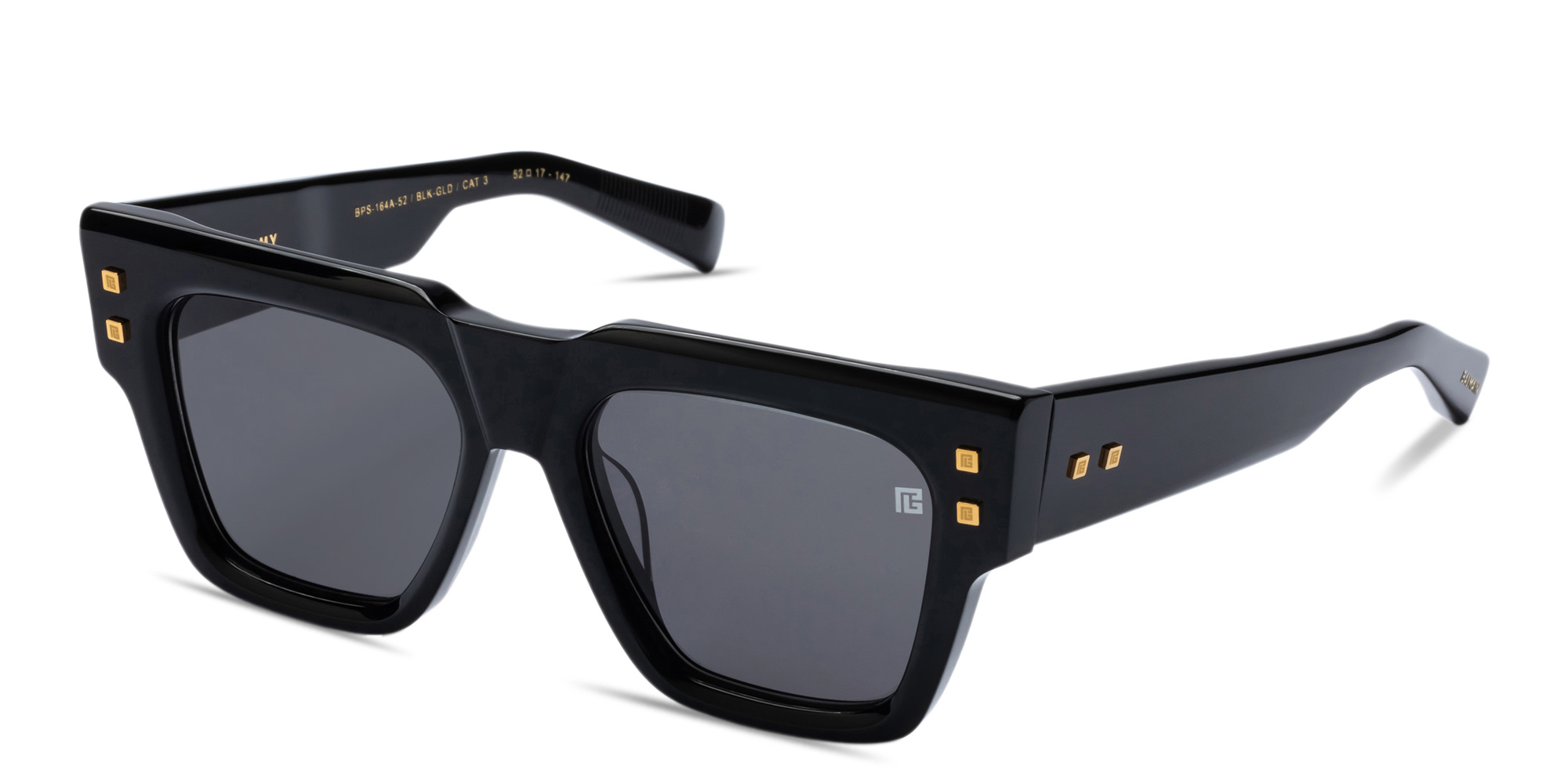 Shop BALMAIN B-Army Unisex Square Sunglasses in Black online.