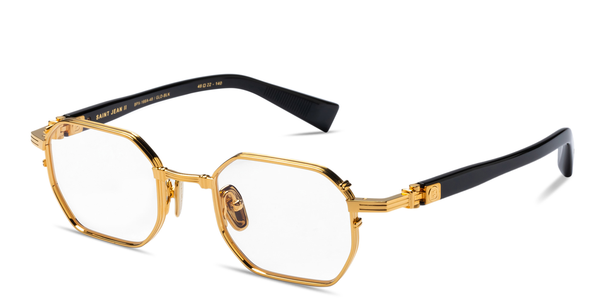 Shop BALMAIN Saint Jean-II Unisex Irregular Eyeglasses in Gold online.