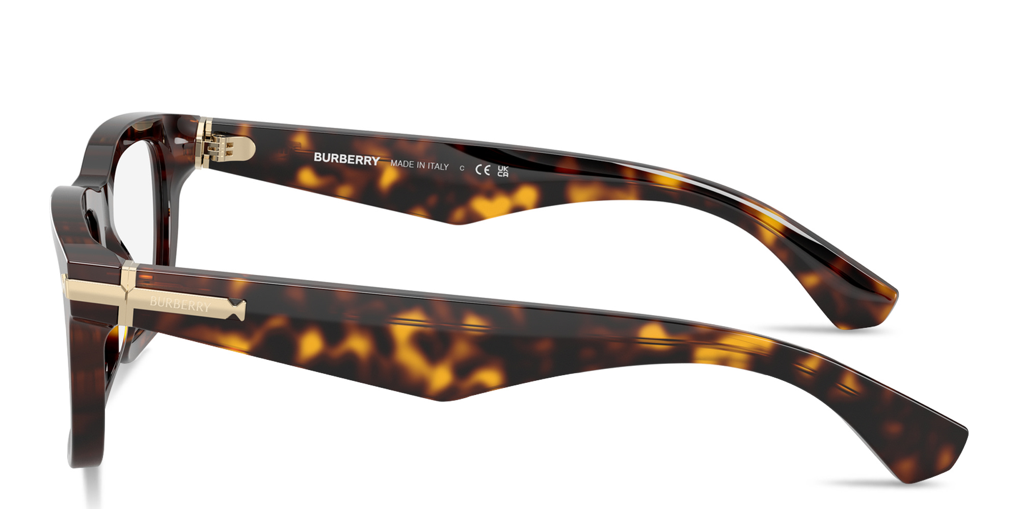 Shop BURBERRY Logo-Engraved Rectangle Eyeglasses in Dark Havana online.