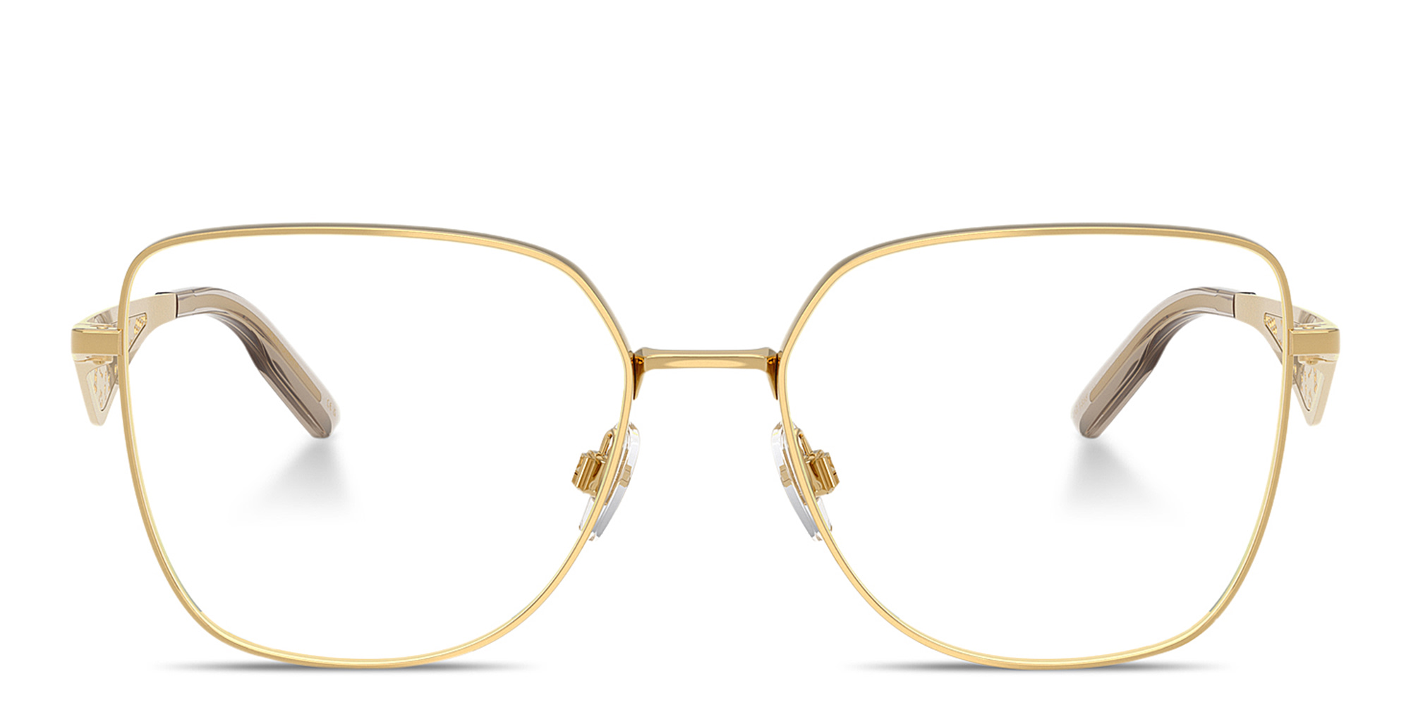 Shop Dolce & Gabbana Wide Square Eyeglasses in Gold online.