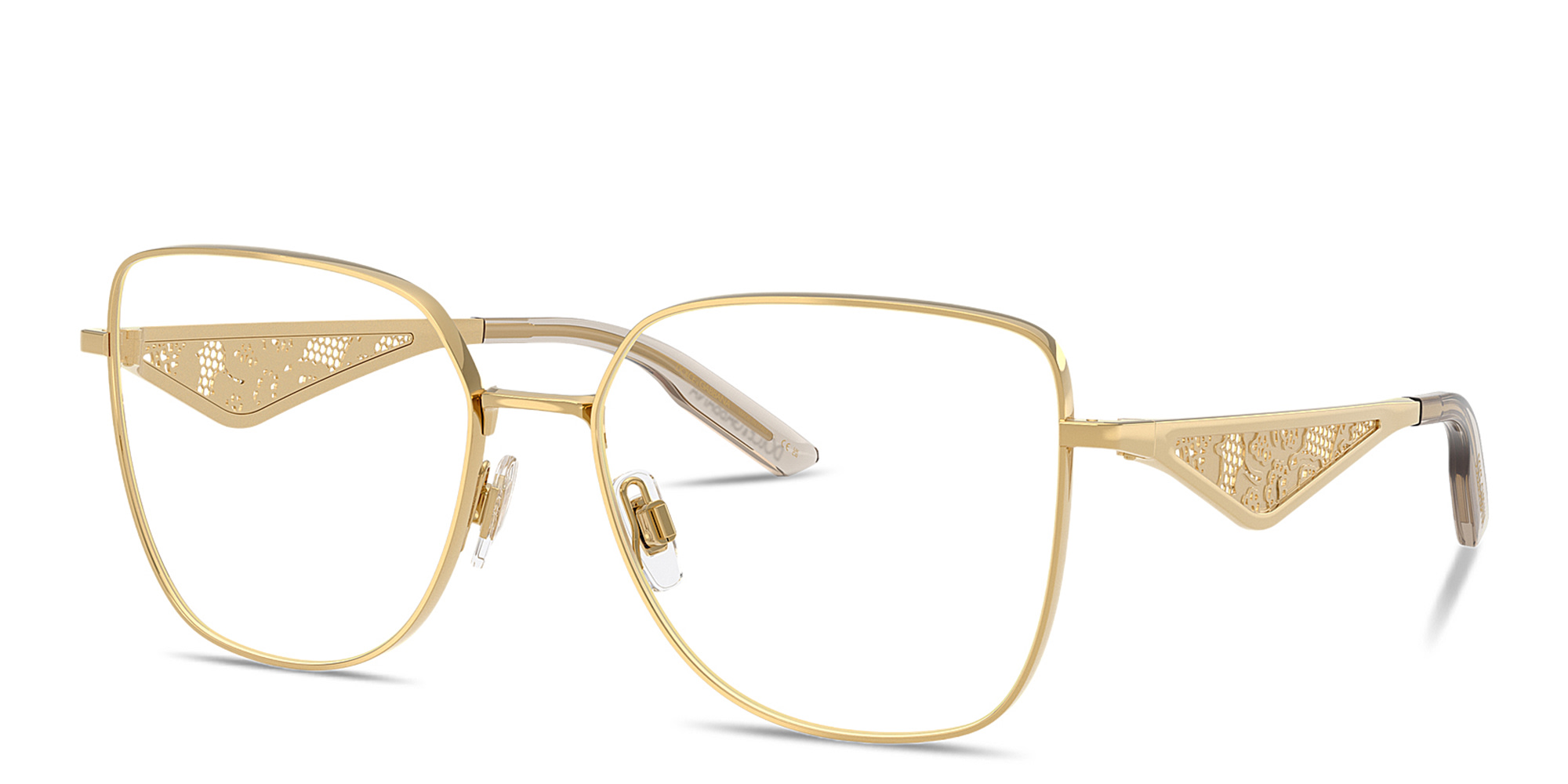 Shop Dolce & Gabbana Wide Square Eyeglasses in Gold online.