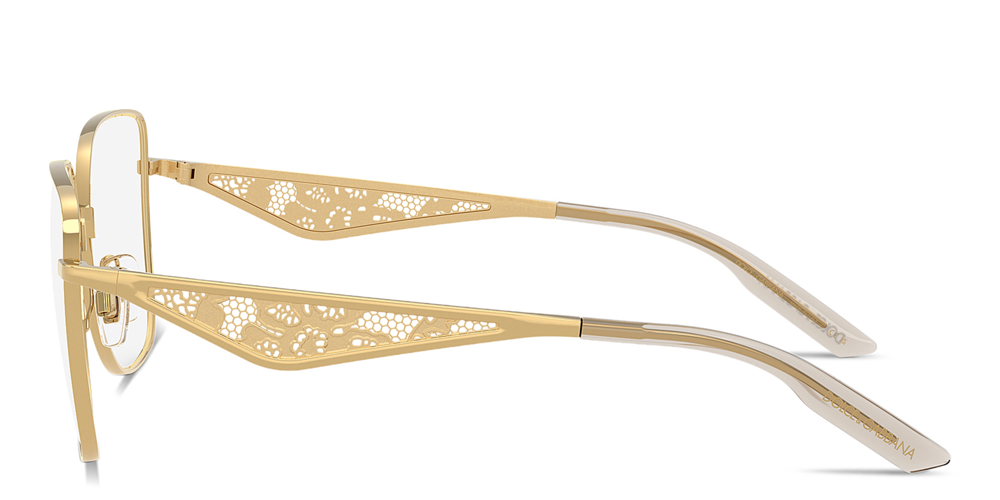 Shop Dolce & Gabbana Wide Square Eyeglasses in Gold online.