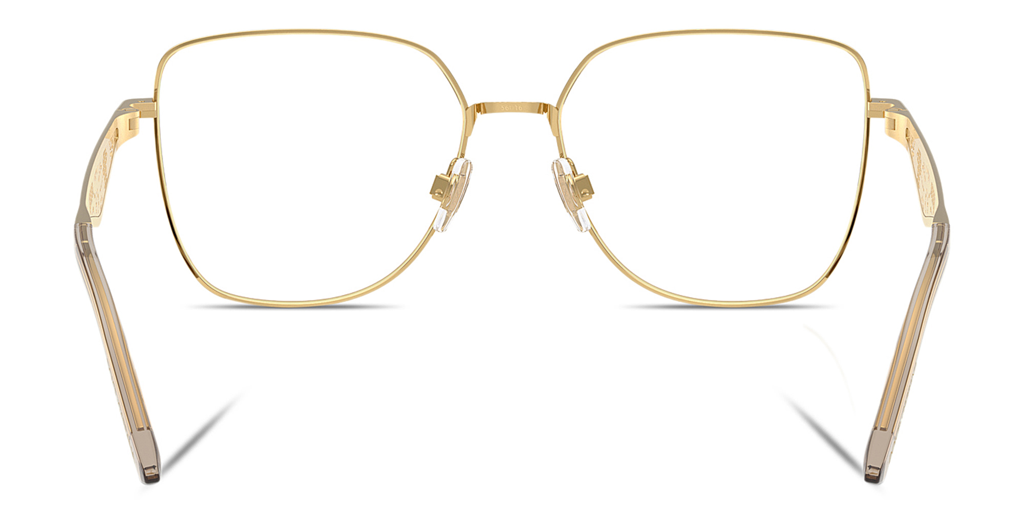 Shop Dolce & Gabbana Wide Square Eyeglasses in Gold online.