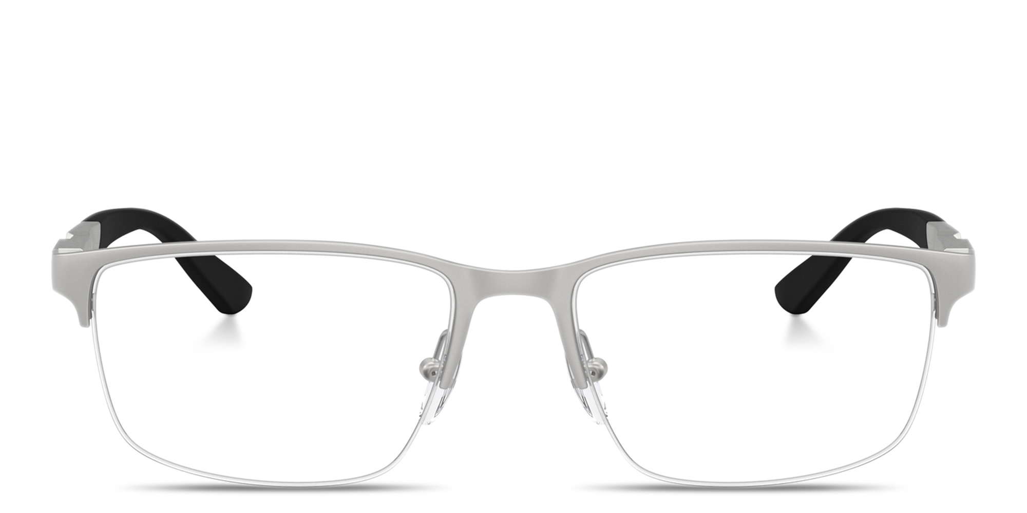 Emporio Armani Modern Half-Rim Wide Rectangle Eyeglasses in Matte Silver – Product Photo 1