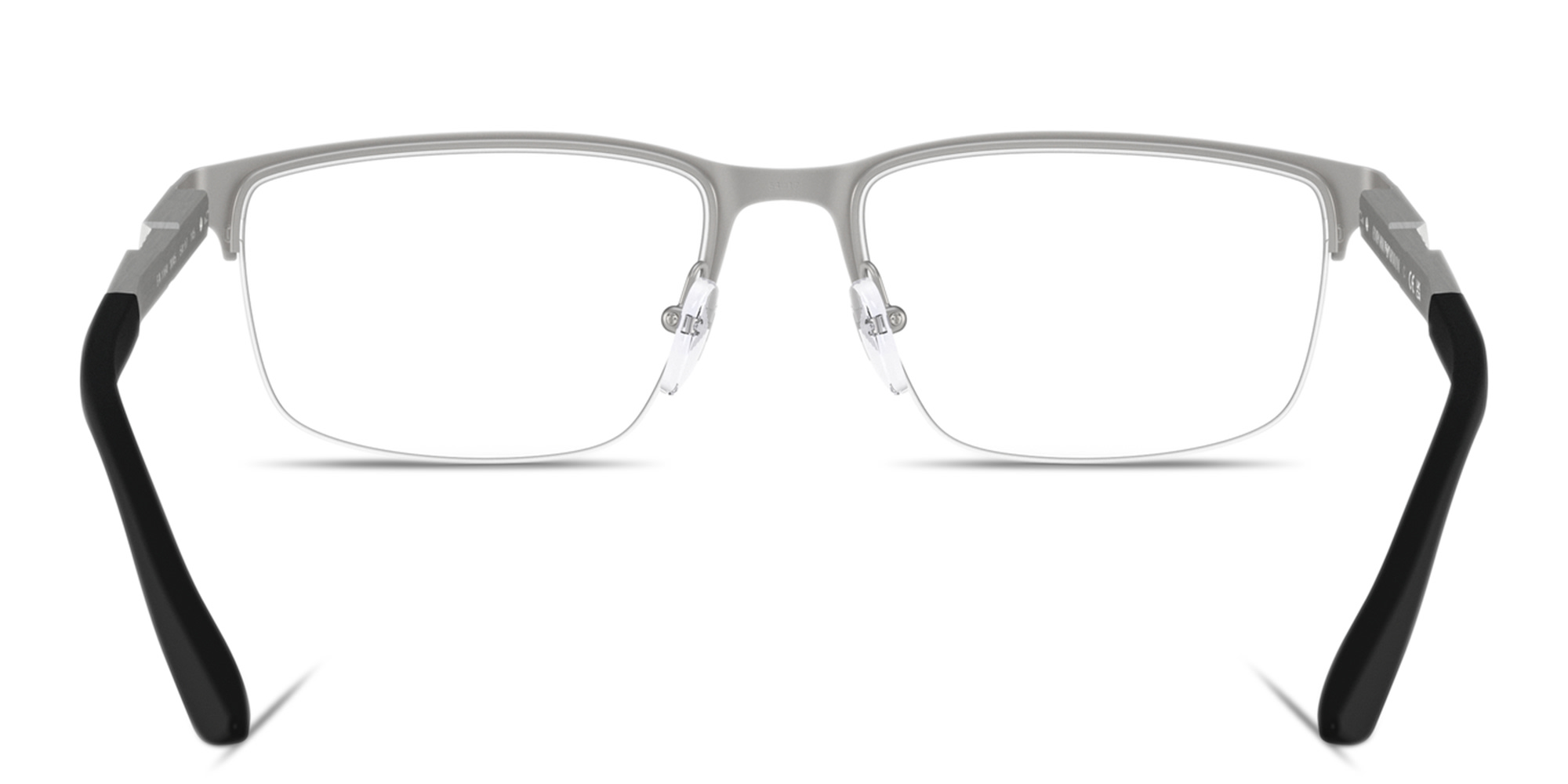 Emporio Armani Modern Half-Rim Wide Rectangle Eyeglasses in Matte Silver – Product Photo 4