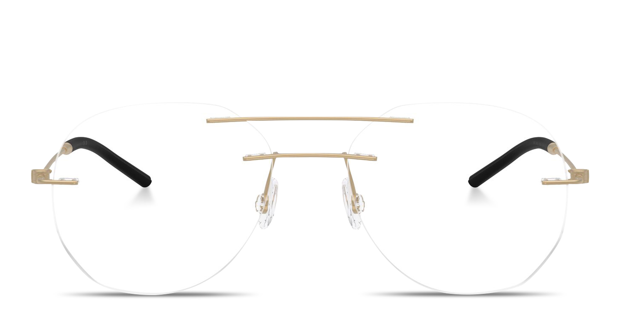 Shop Moncler Logo Signature Unisex Wide Rimless Irregular Eyeglasses in Matte Gold online.