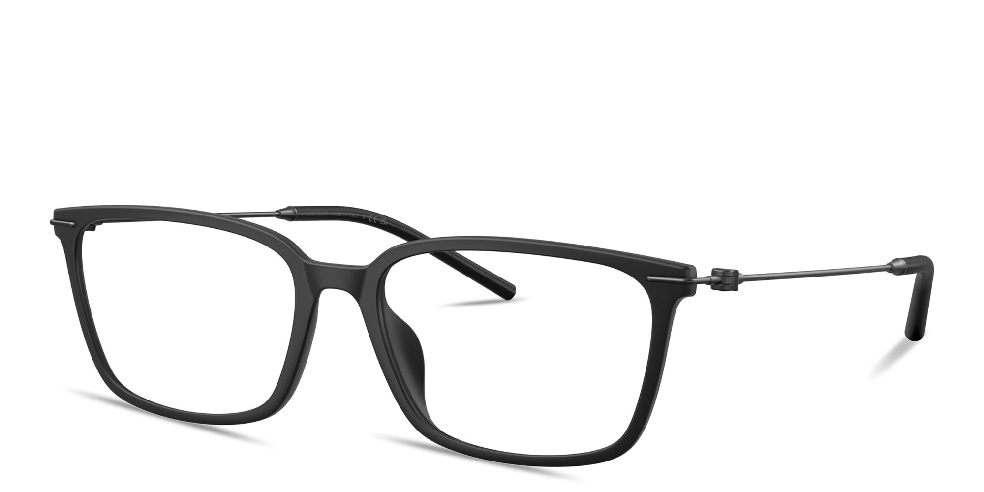 Shop Moncler Logo Signature Unisex Wide Rectangle Eyeglasses in Black online.