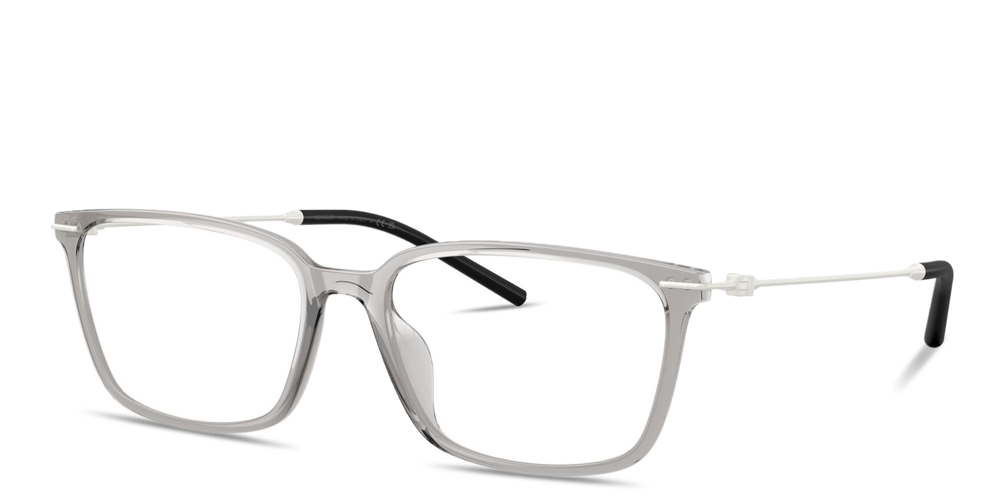Shop Moncler Logo Signature Unisex Wide Rectangle Eyeglasses in Grey online.
