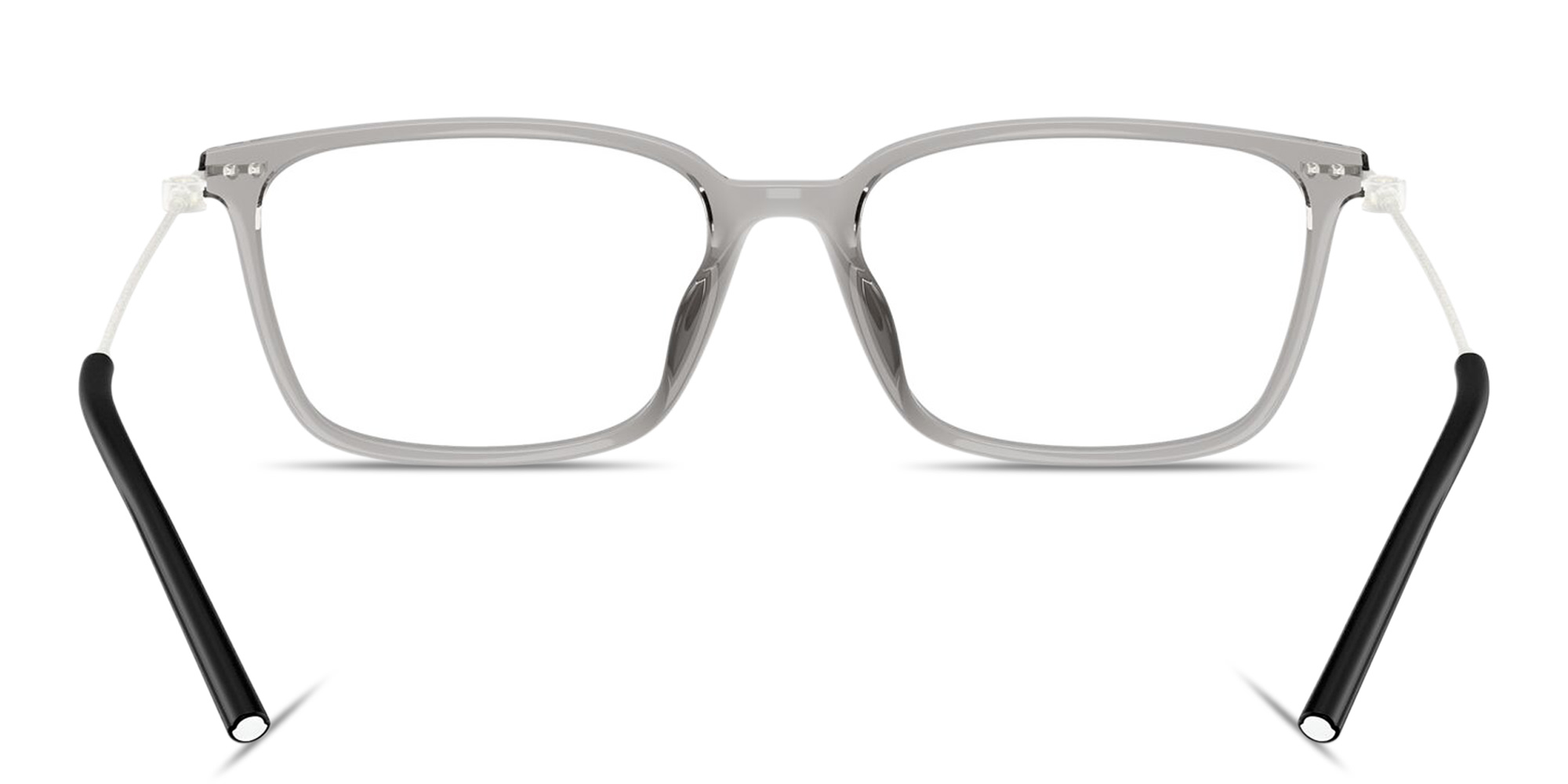 Shop Moncler Logo Signature Unisex Wide Rectangle Eyeglasses in Grey online.